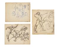 Four Works: Soldier Studies (Three Double-Sided Works) (4)