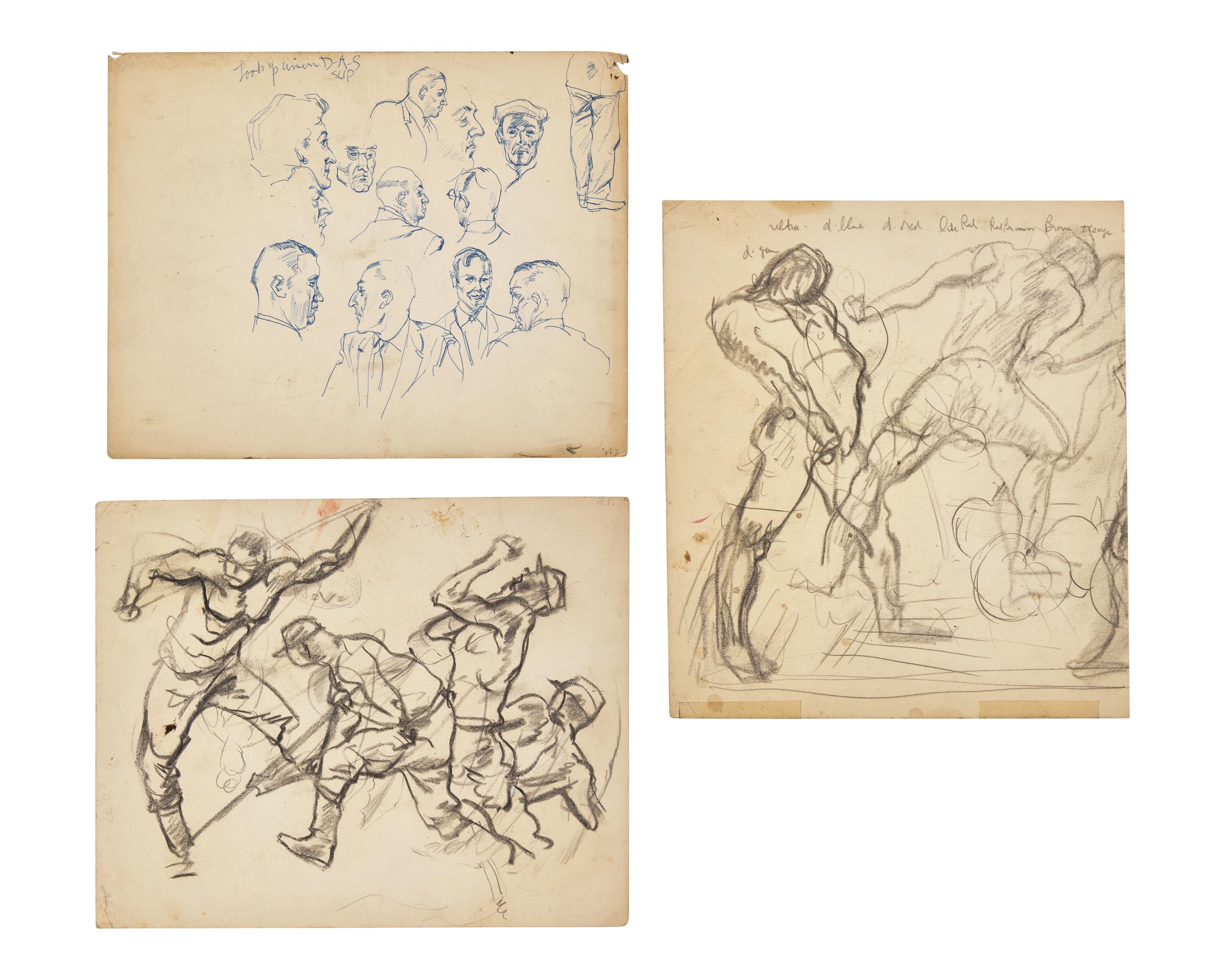 Four Works: Soldier Studies (Three Double-Sided Works) (4)