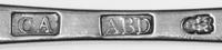 A Group of Five Georgian Silver Serving Spoons, Various Makers, comprising a George III serving spoon with an Old English handle, Thoma