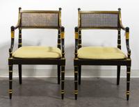 A Pair of Regency Style Ebonized Chairs, Baker Height 33 1/4 inches. — 20TH CENTURY