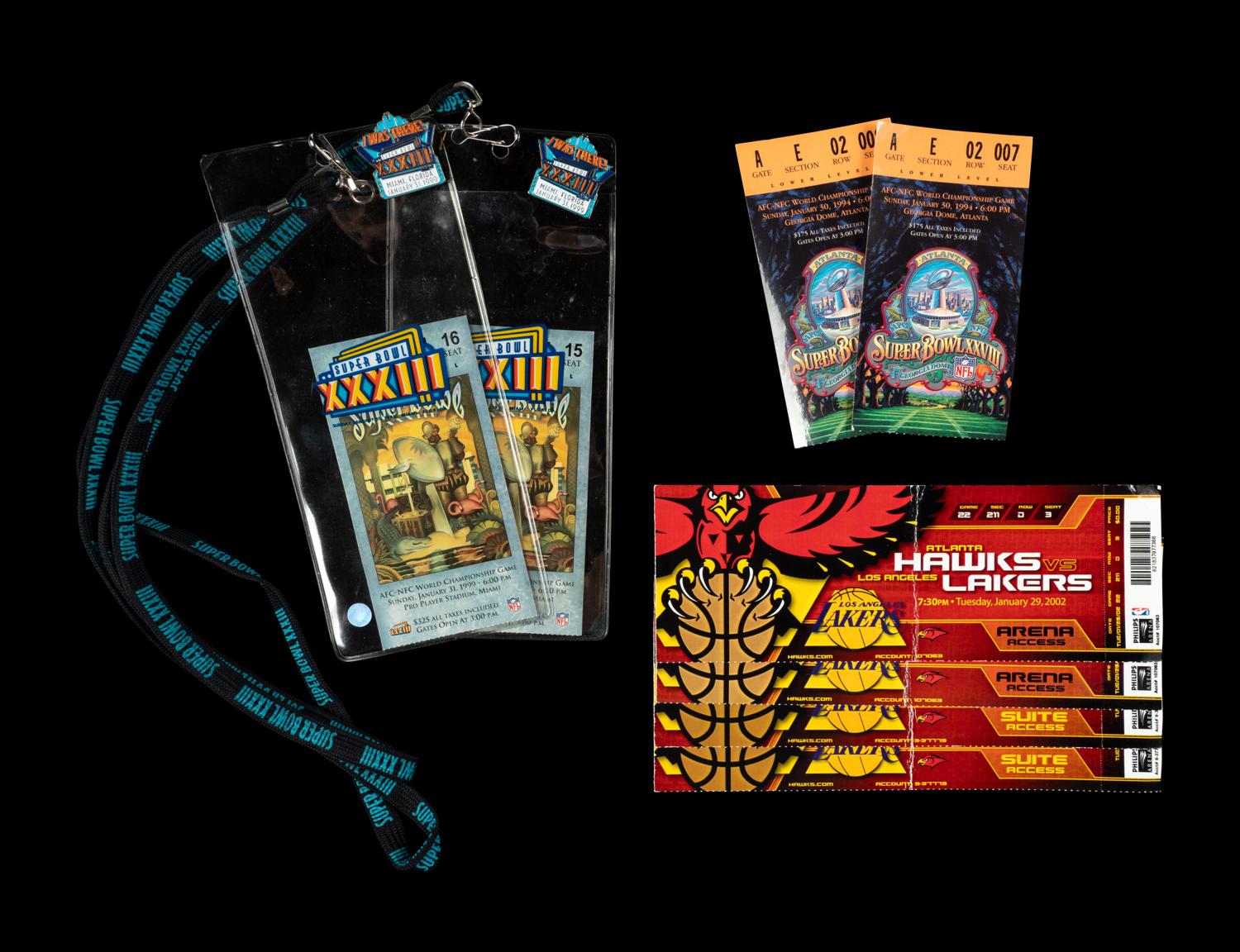 A Group of Assorted Tickets Including Super Bowls and Kobe Bryant