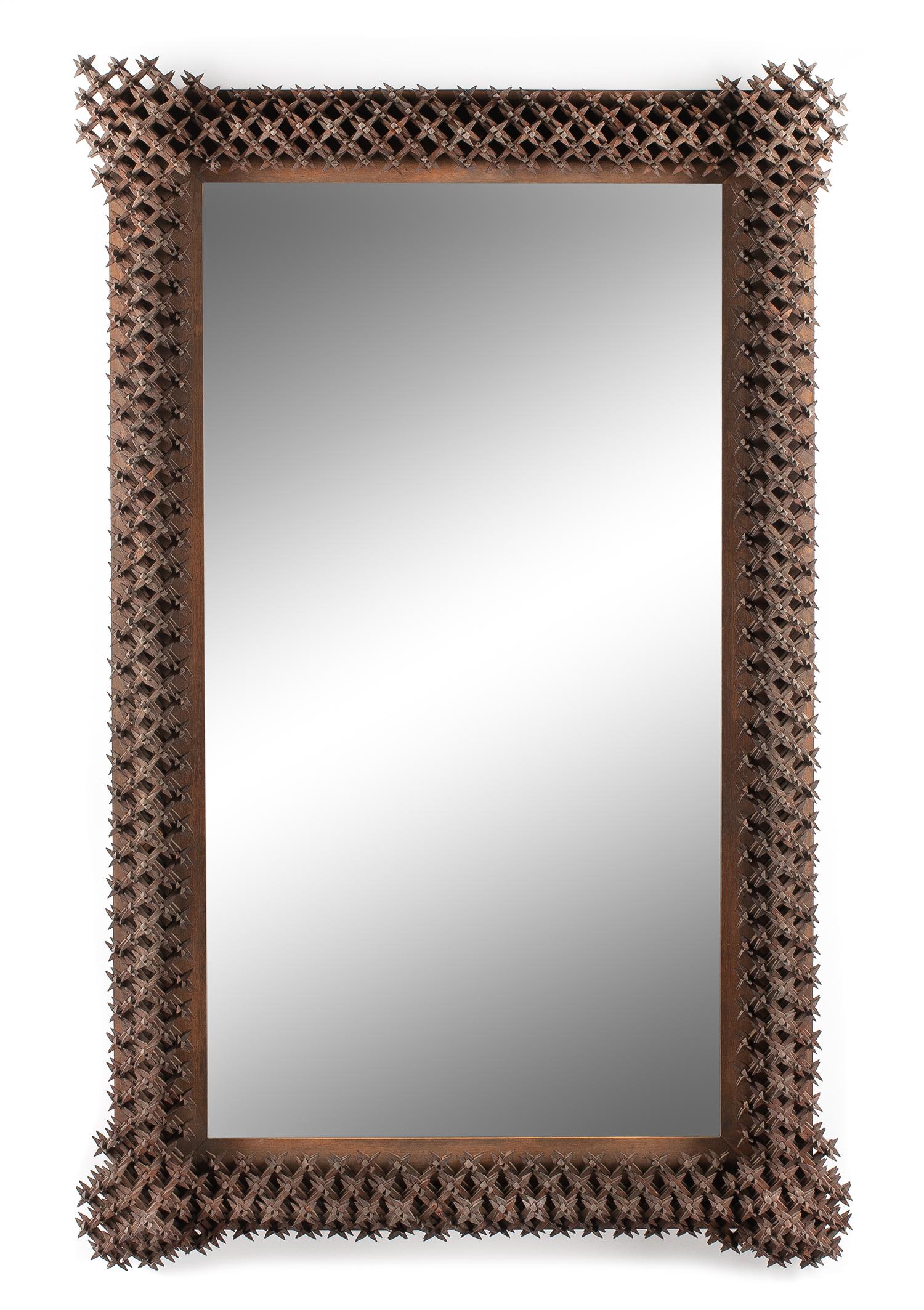 A Tramp Art Mirror Height 52 x width 34 inches. — LATE 19TH/EARLY 20TH CENTURY