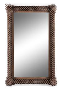 A Tramp Art Mirror Height 52 x width 34 inches. — LATE 19TH/EARLY 20TH CENTURY