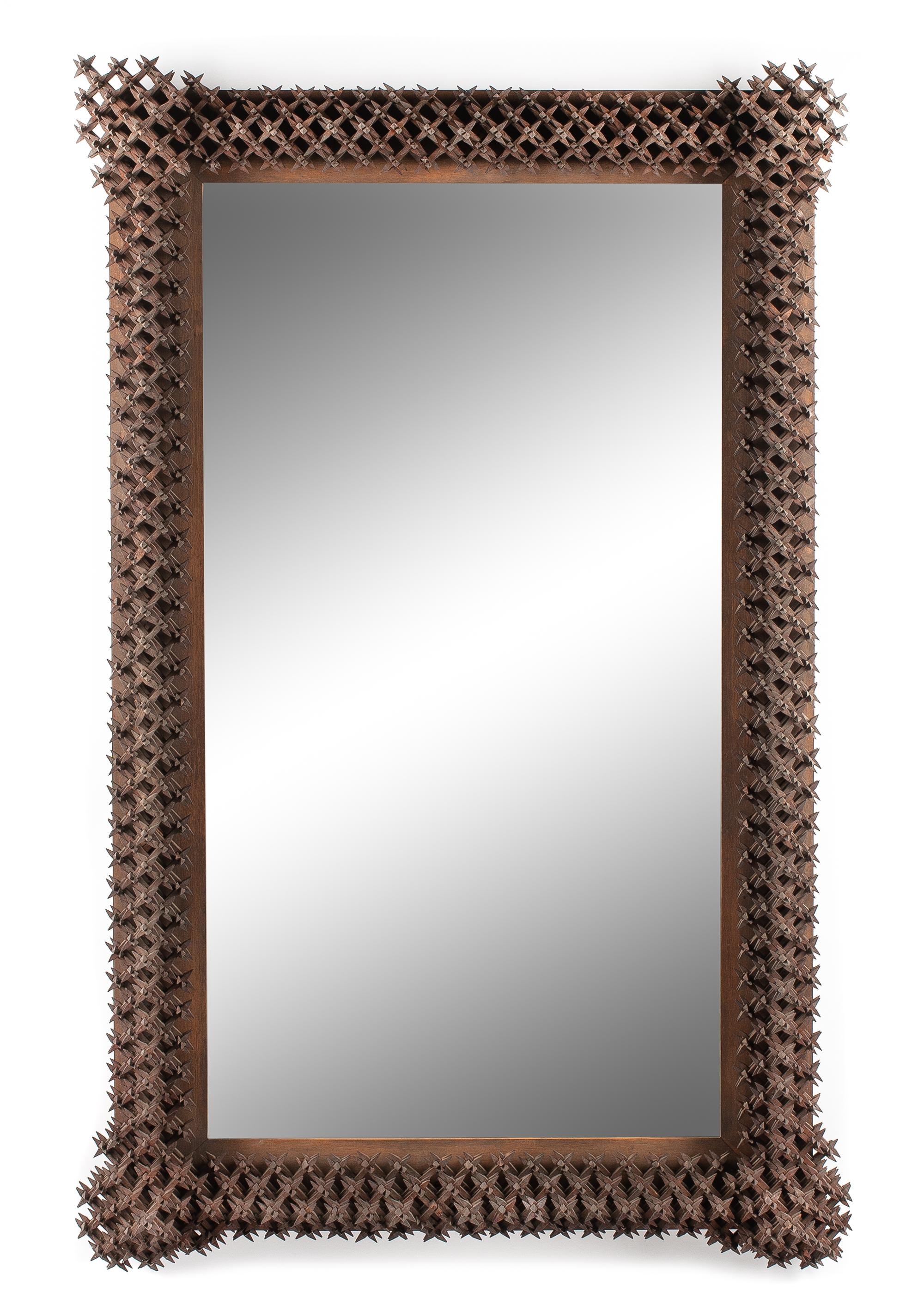 A Tramp Art Mirror Height 52 x width 34 inches. — LATE 19TH/EARLY 20TH CENTURY