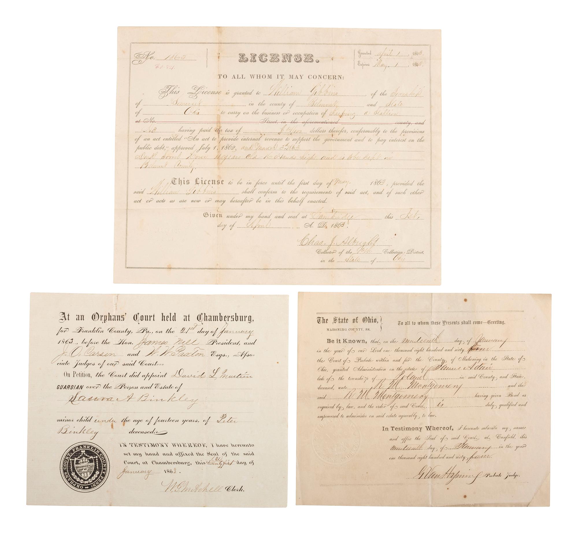 [CIVIL WAR]. A group of pre-Civil War and War-era ephemera.