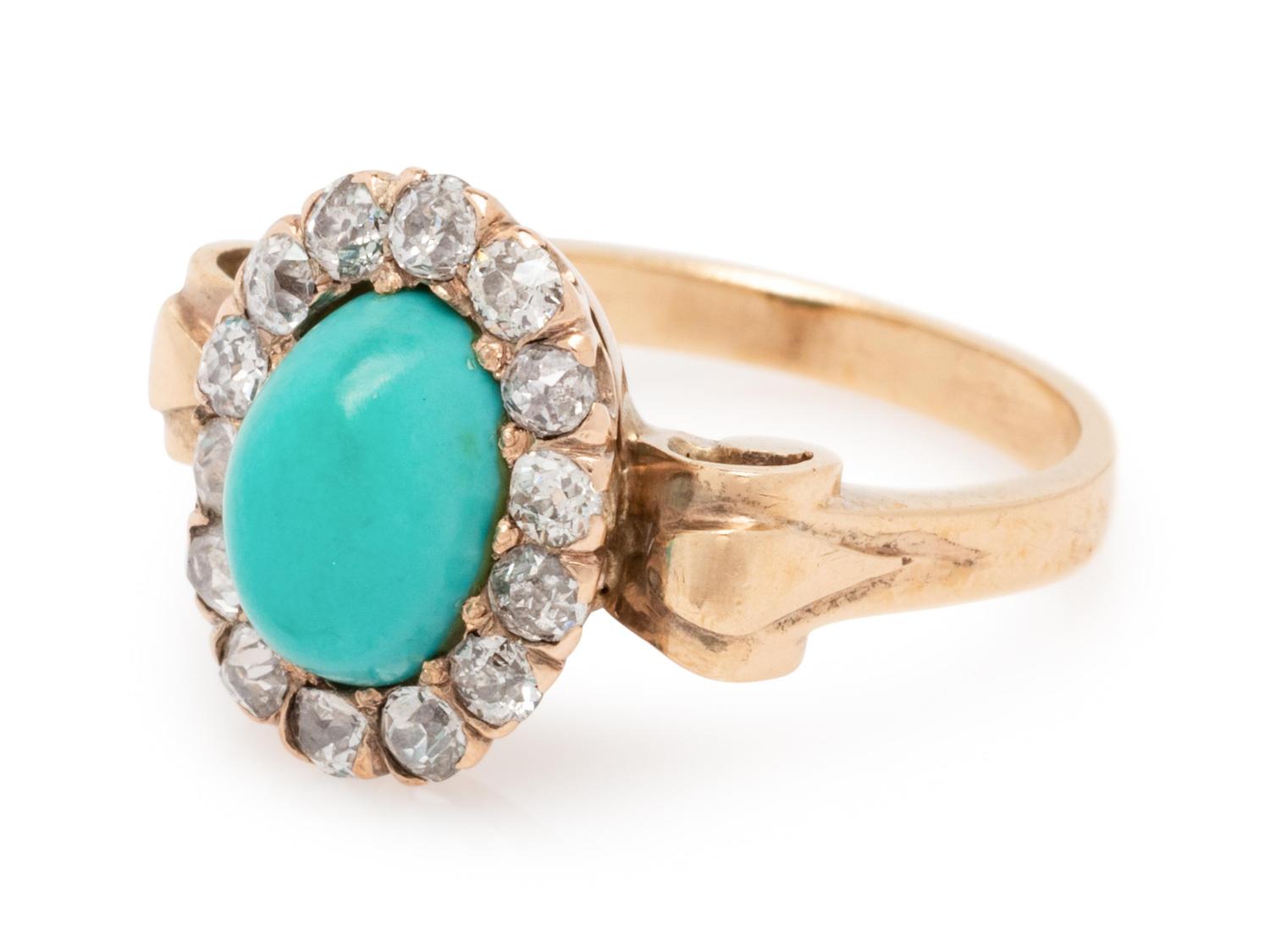Antique, Turquoise and Diamond Ring