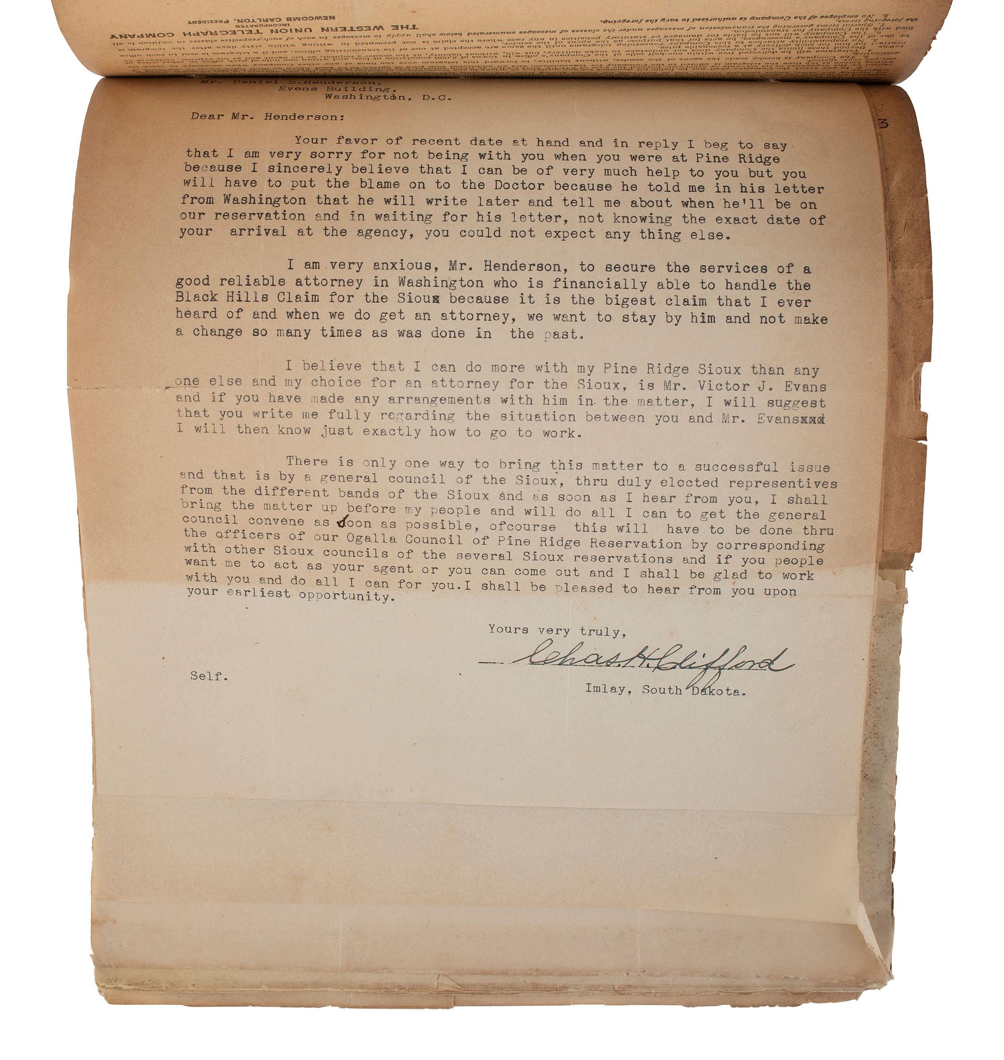 [NATIVE AMERICAN]. Papers associated with the Sioux, Assiniboine, and Ponca Nations, ca early 1900s.