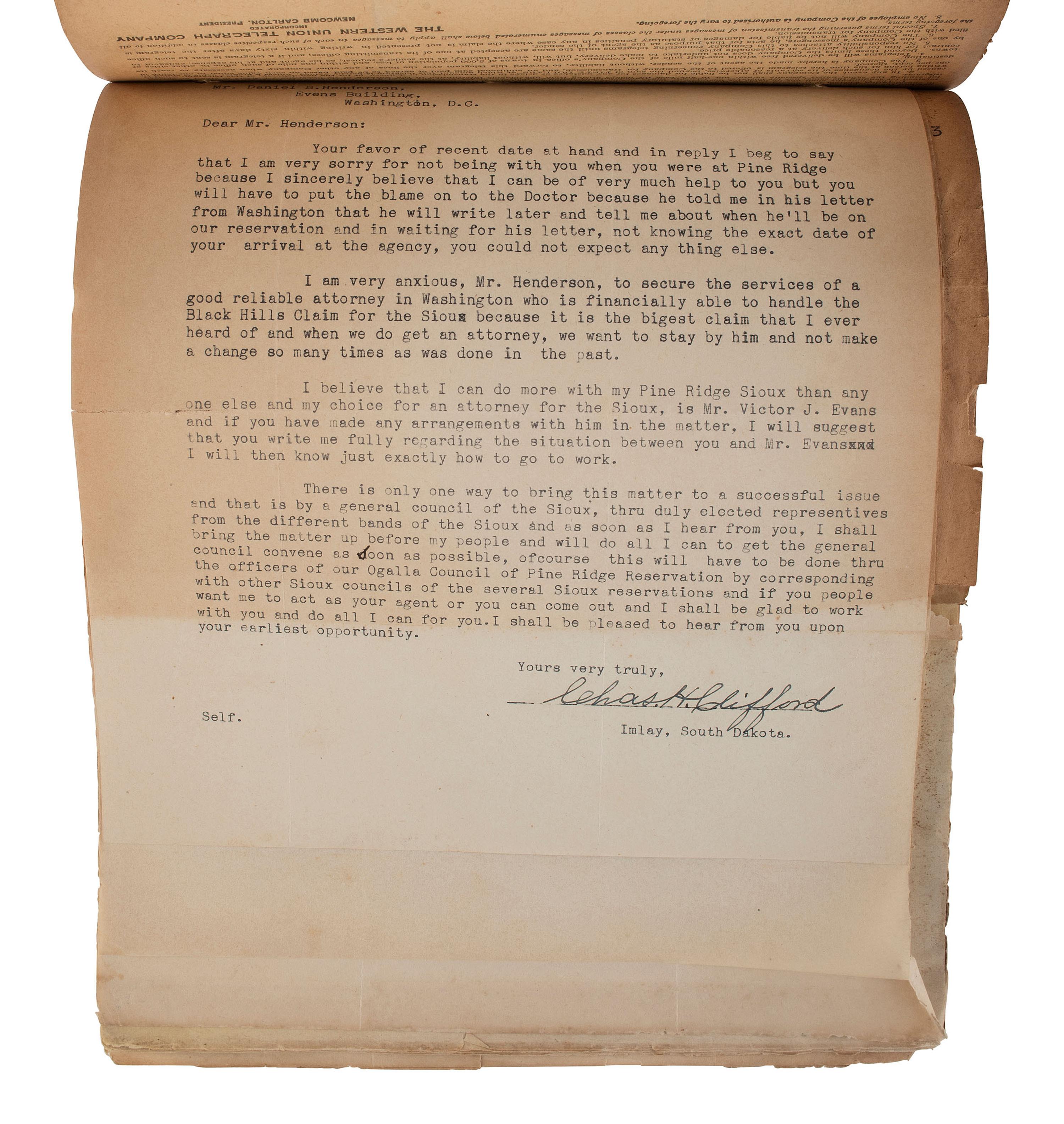 [NATIVE AMERICAN]. Papers associated with the Sioux, Assiniboine, and Ponca Nations, ca early 1900s.