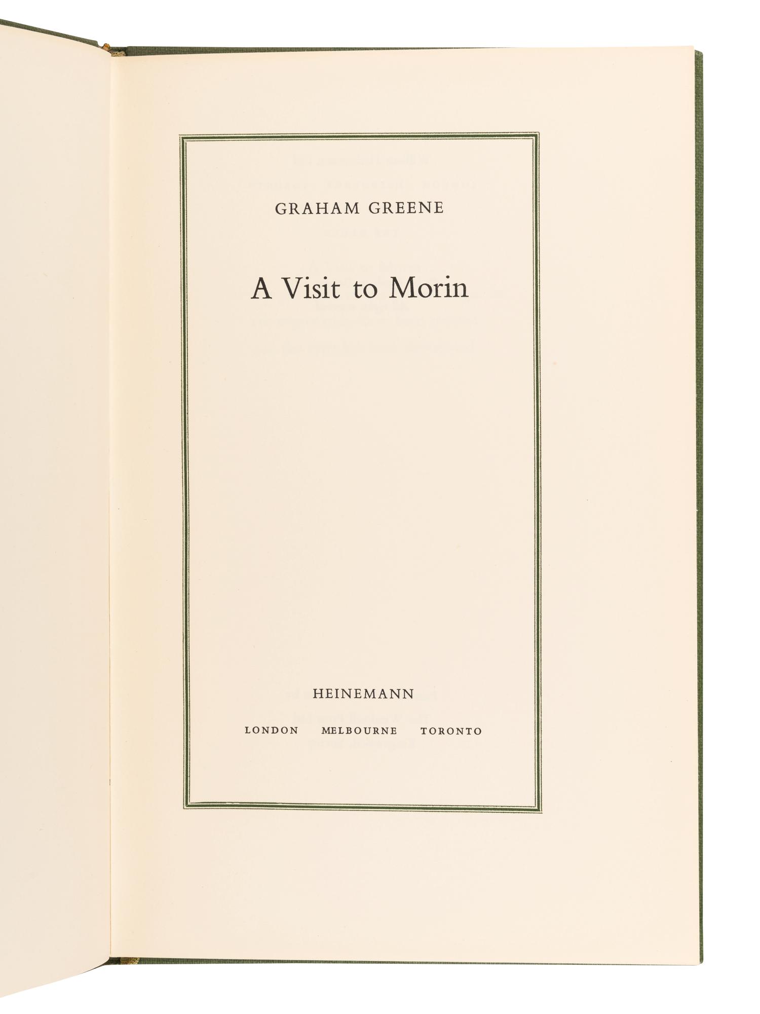 GRAHAM, Greene (1904-1991). A Visit to Morin. London: Heinemann, 1959.