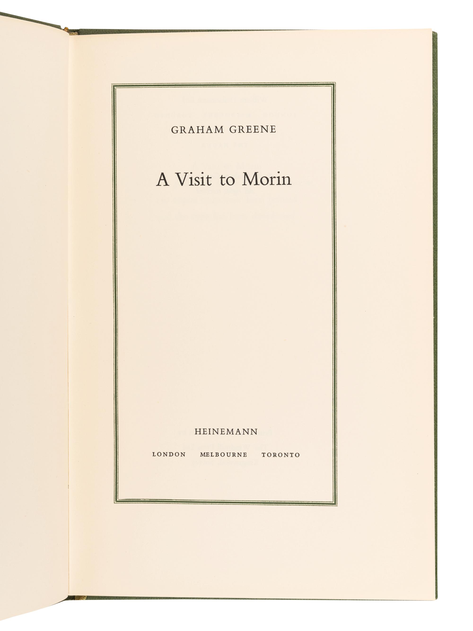 GRAHAM, Greene (1904-1991). A Visit to Morin. London: Heinemann, 1959.