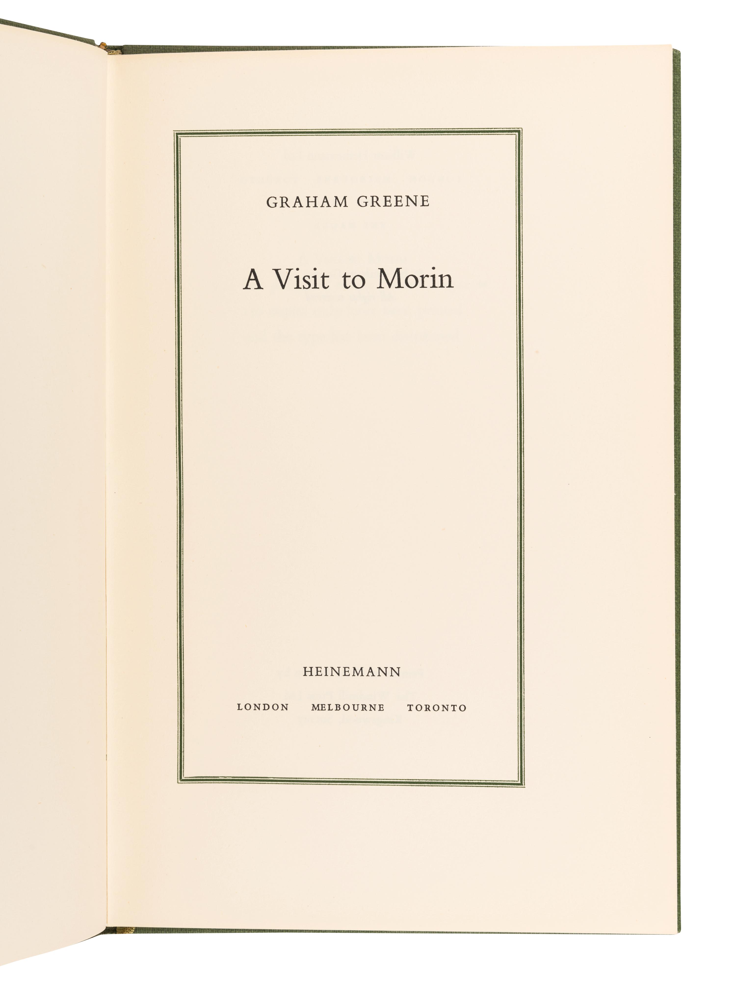 GRAHAM, Greene (1904-1991). A Visit to Morin. London: Heinemann, 1959.