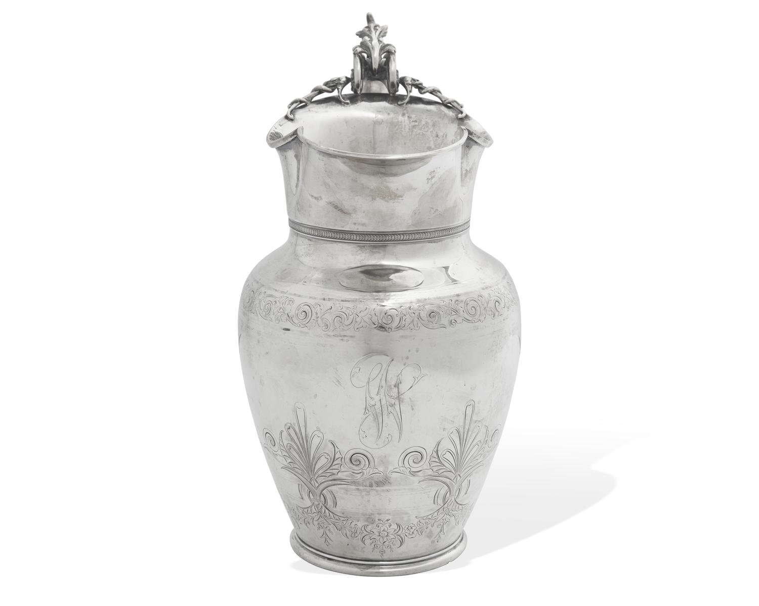 A Neo-Grec Sterling Silver Water Pitcher, Gorham Mfg. Co., Providence, RI, Retailed by J.E. Caldwell & Co., Philadelphia, PA, Circa 1900