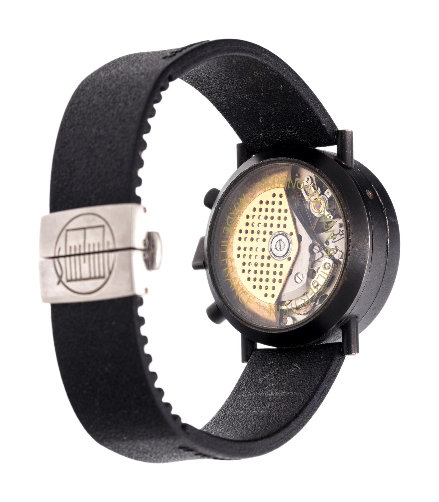 ALAIN SILBERSTEIN, PVD STAINLESS STEEL 'KRONO 2' TRIPLE CALENDAR MOON PHASE CHRONOGRAPH WRISTWATCH, CIRCA 1994