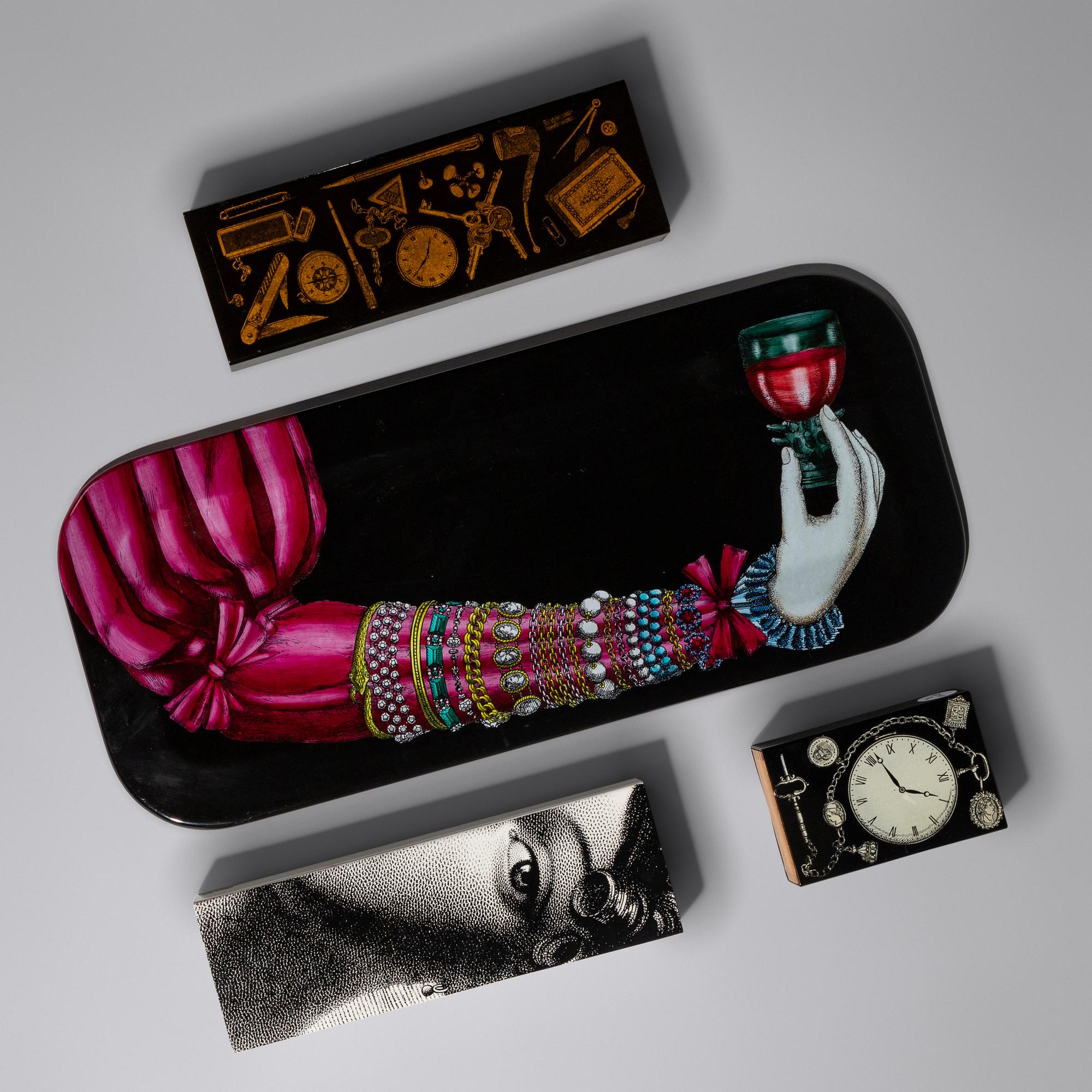 Collection of Three Boxes and a Tray, c. 1950 Fornasetti, Italy