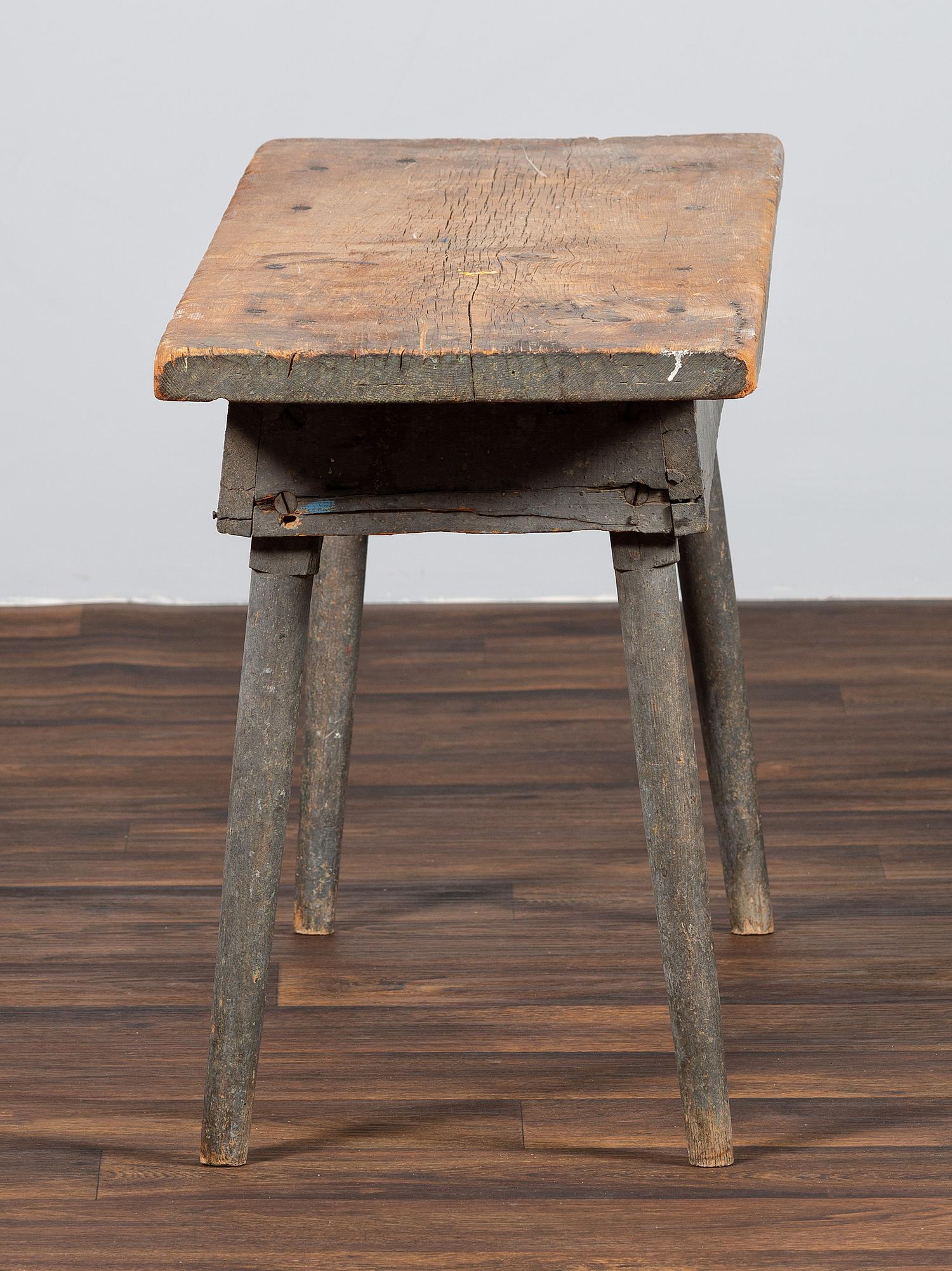 A Shaker Blue Painted Pine Work Bench