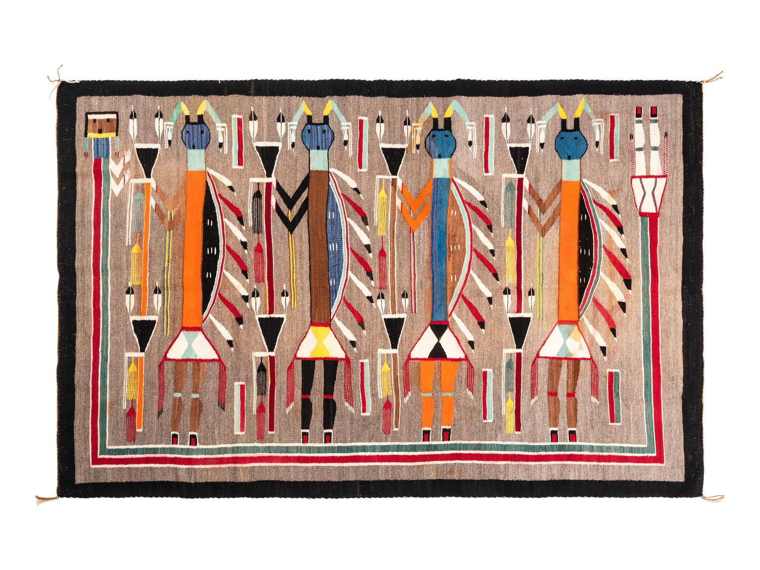 Navajo Pictorial Weaving / Rug, with Humpback Gods