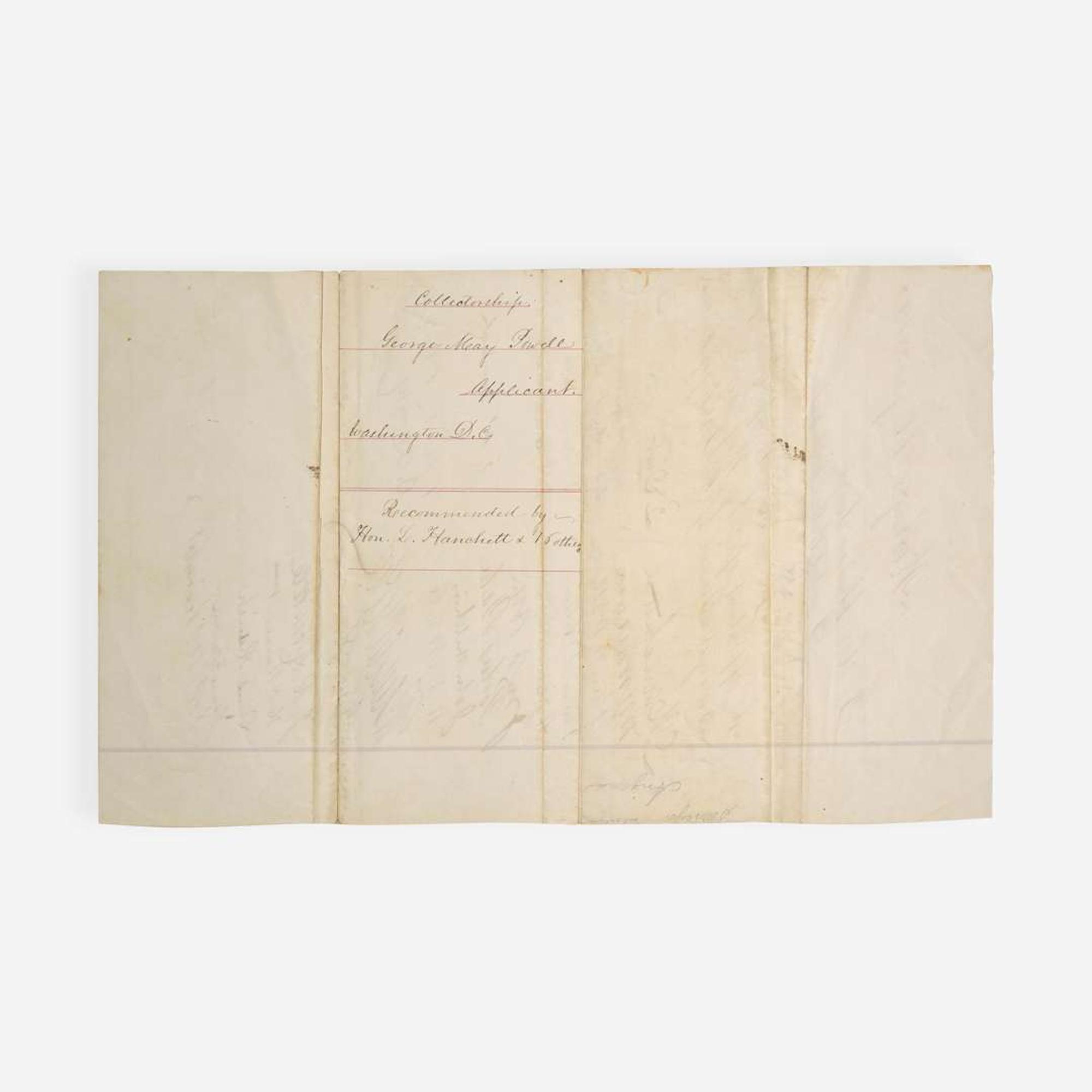 [Presidential] [Lincoln, Abraham] [Powell, George May] Group of 3 Manuscript Documents