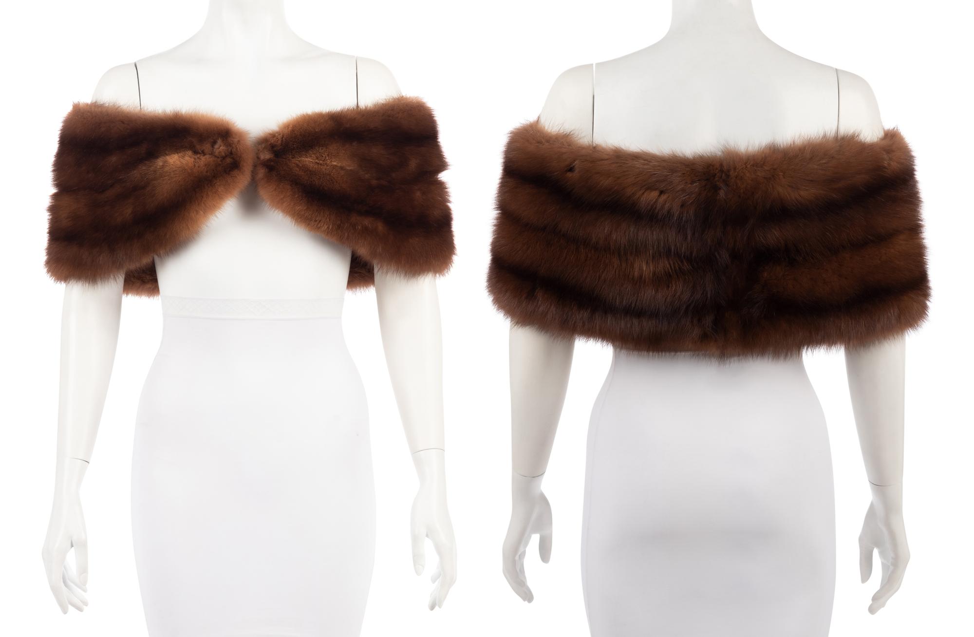 Three Akris Fur Pieces: One Mink Coat with Matching Scarf, One Bargusinsky Sable Shrug