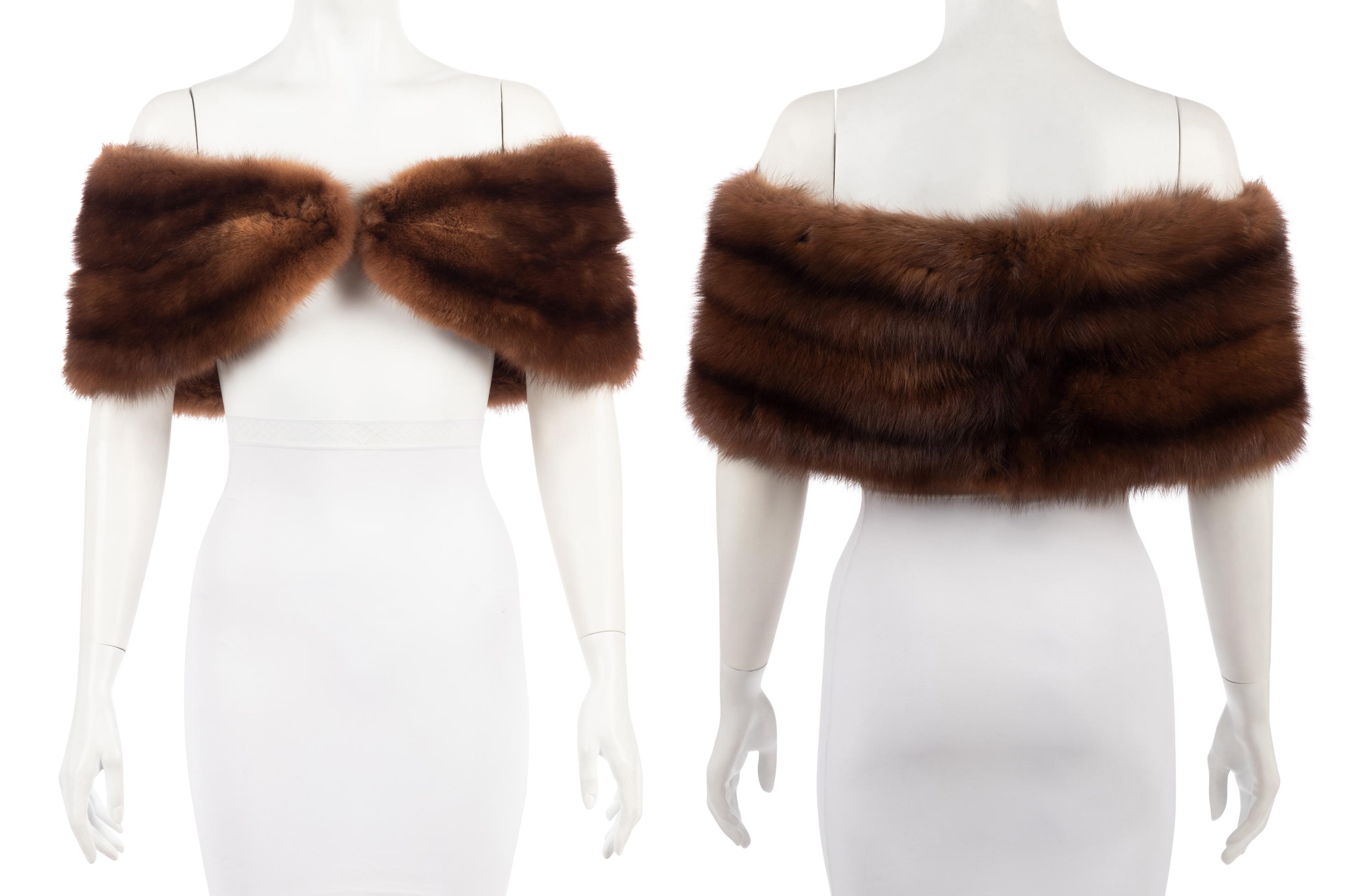 Three Akris Fur Pieces: One Mink Coat with Matching Scarf, One Bargusinsky Sable Shrug