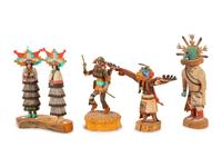 Collection of Hopi Katsinas, Including Ewiro by Darmon Kootswatewa