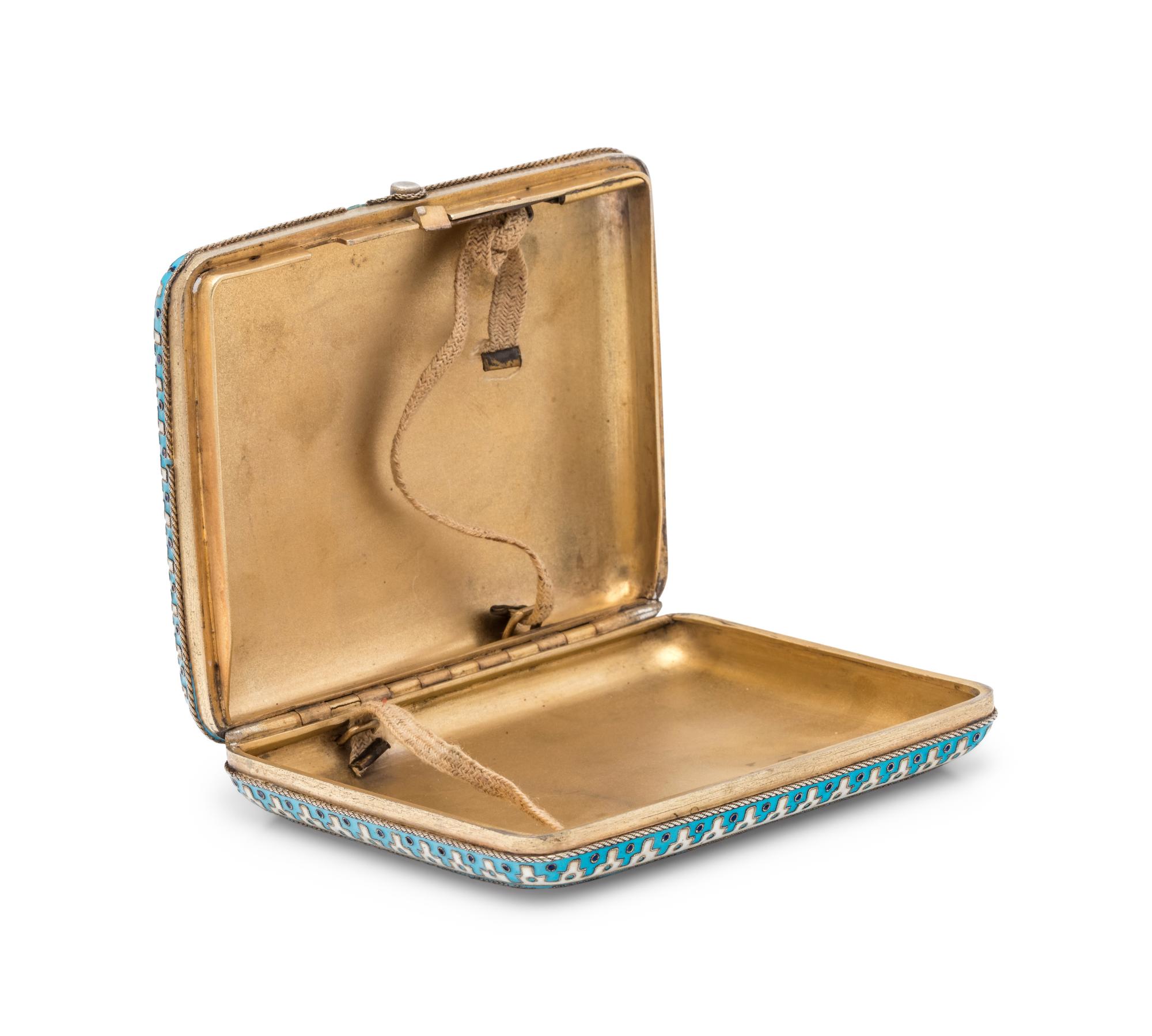 A Russian Silver-Gilt and Enamel Cigarette Case