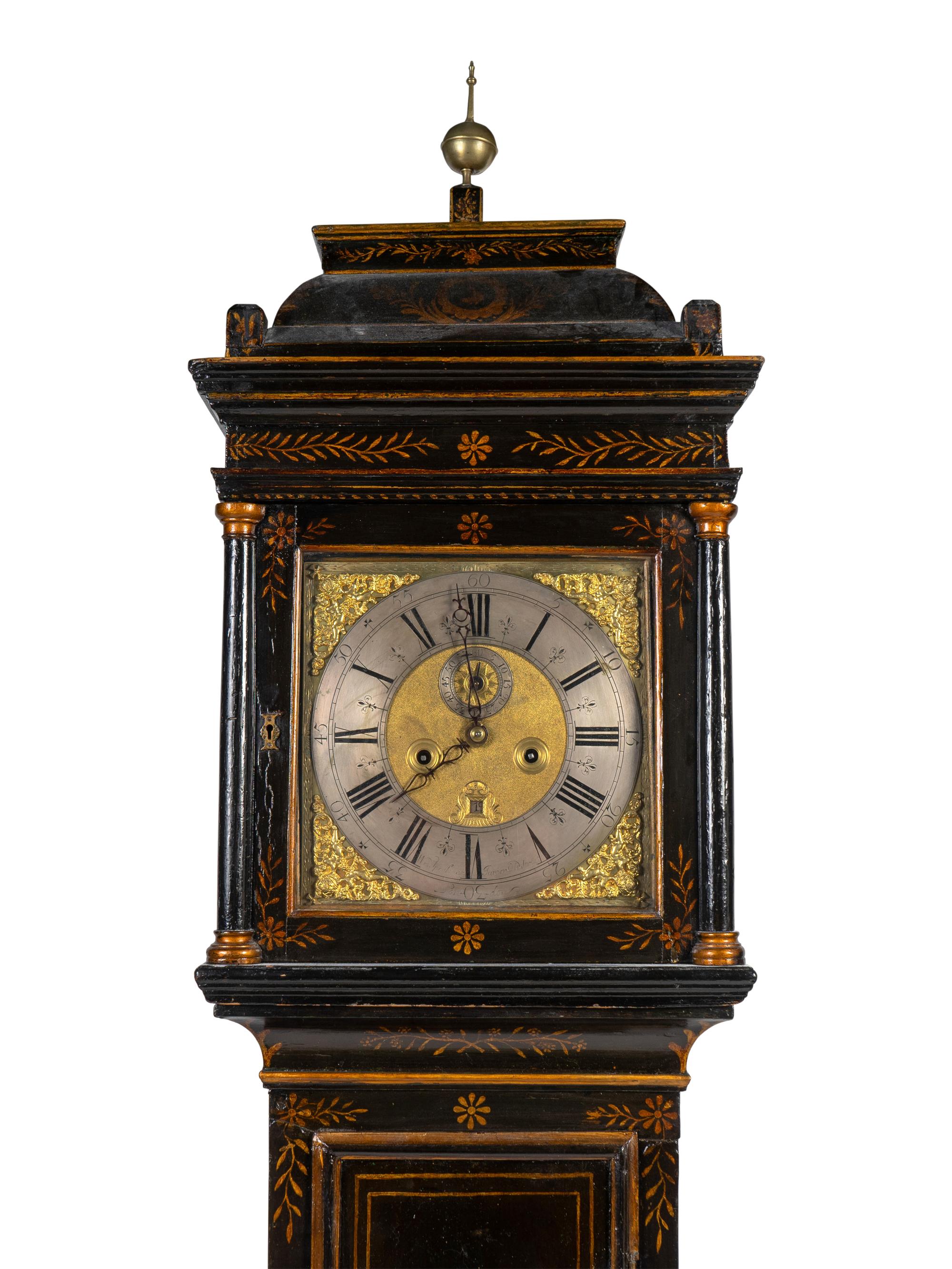 A William & Mary Style Japanned Longcase Clock — WILLIAM FRANKLIN JR., 19TH CENTURY