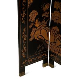A Chinese Export Carved Lacquer Four-Panel Floor Screen
