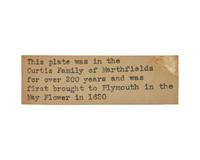 A Green-Glazed Pottery Plate from the Curtis Family of Marshfield, Massachusetts
