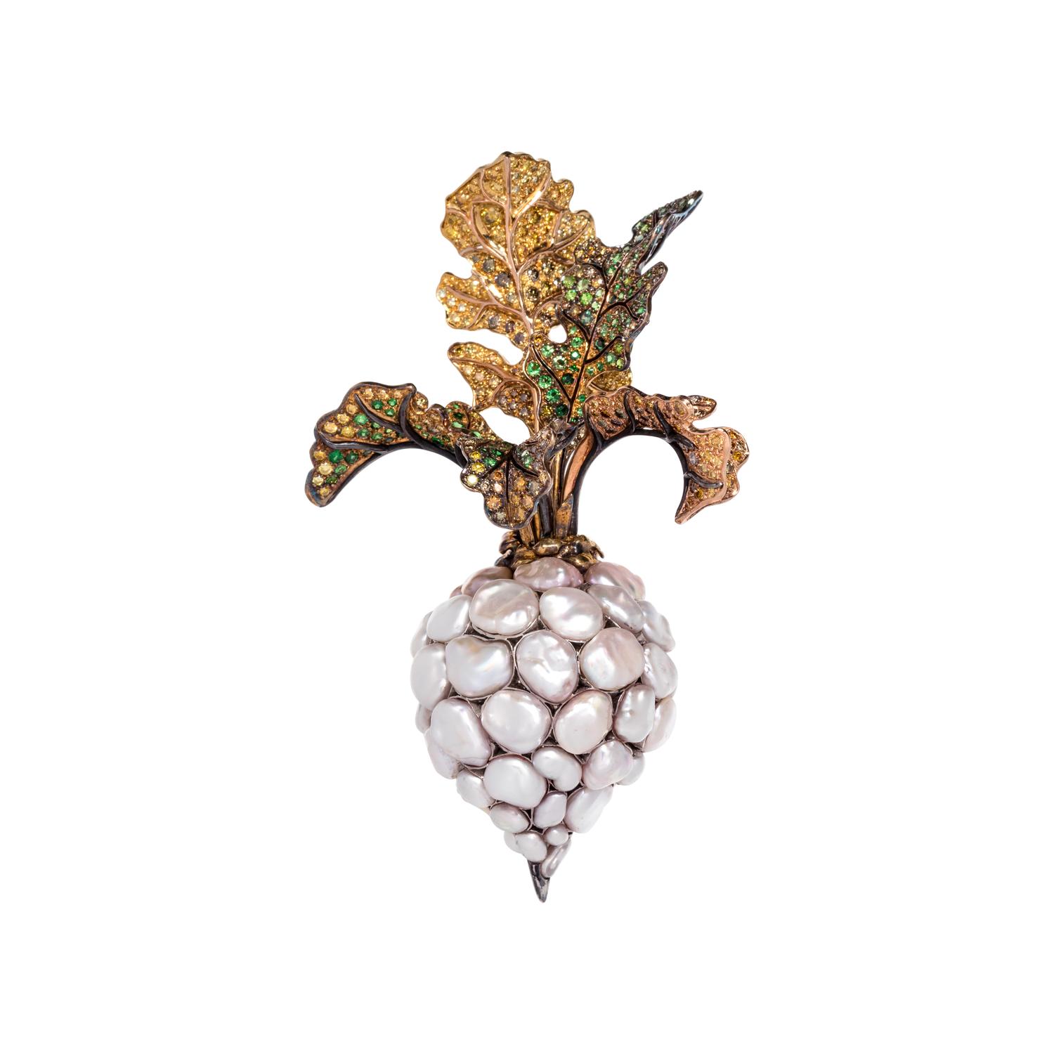 NICHOLAS VARNEY, MULTIGEM RADISH BROOCH