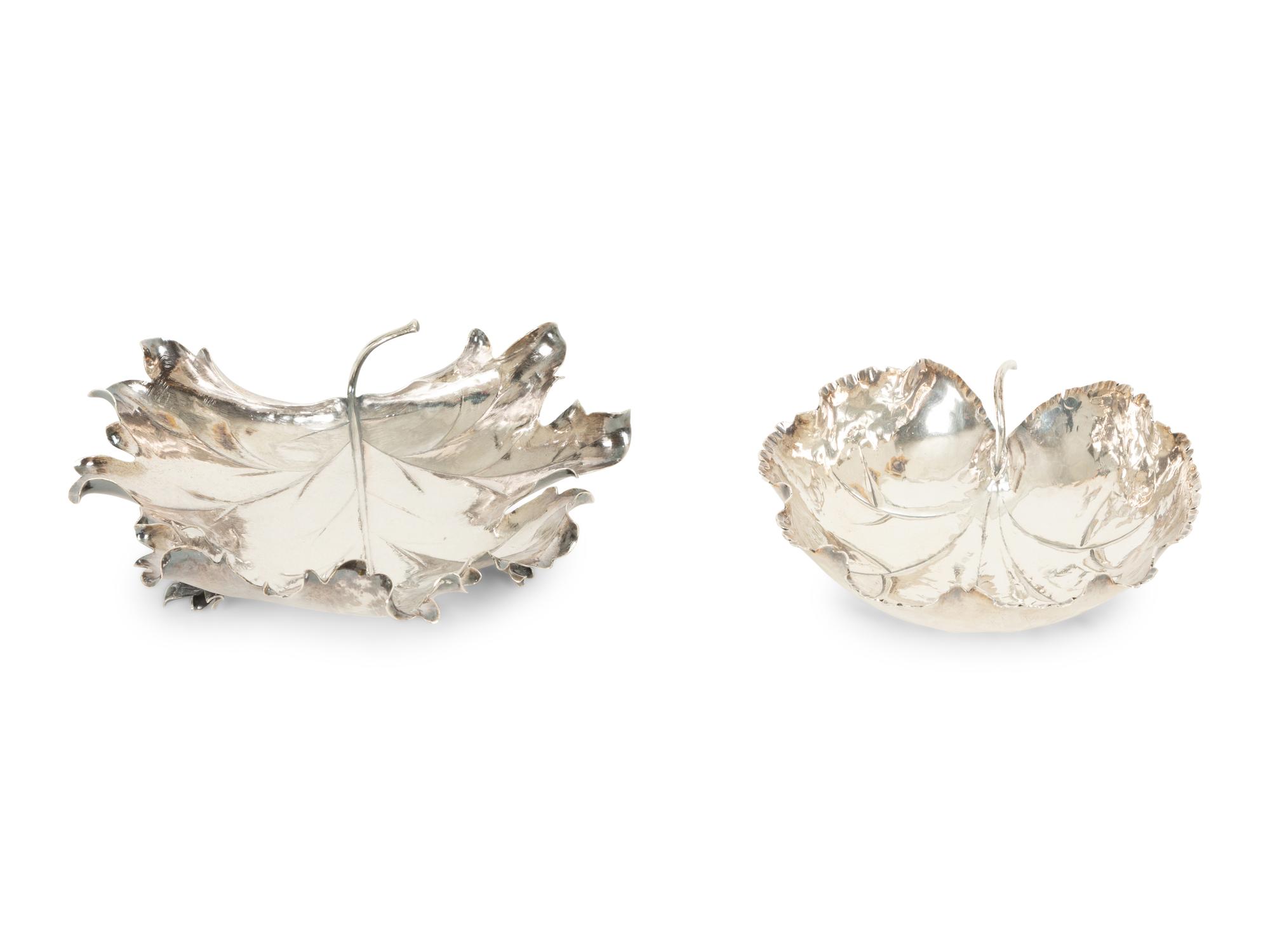 Two Buccellatti Silver Leaf-Form Bowls