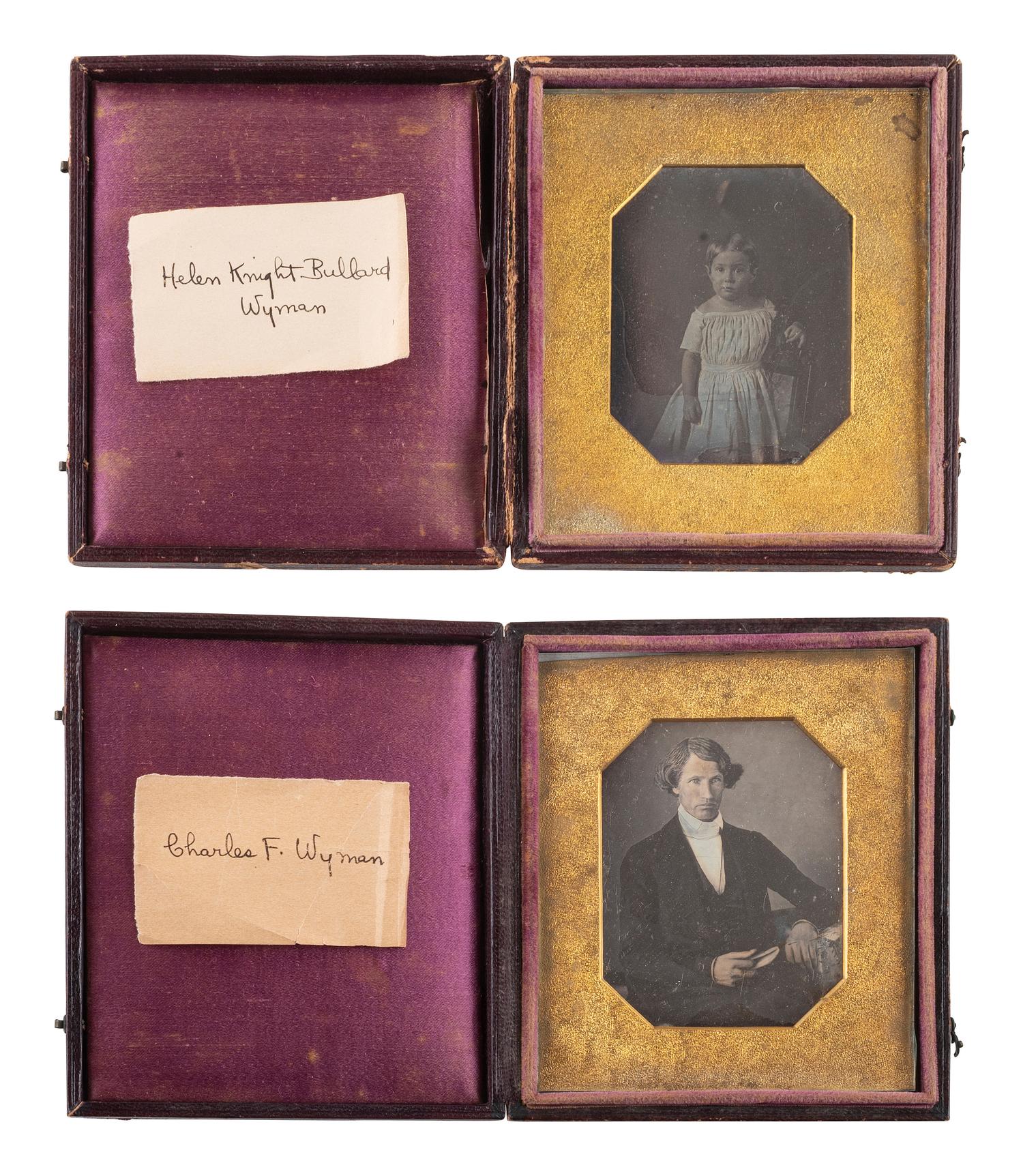 [EARLY PHOTOGRAPHY]. 6 daguerreotypes of Wyman and Bullard family members of Cambridge, MA.