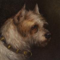 English School, (19th century), Two works: Portraits of Terriers