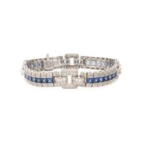 Sapphire, Diamond, and Platinum Bracelet