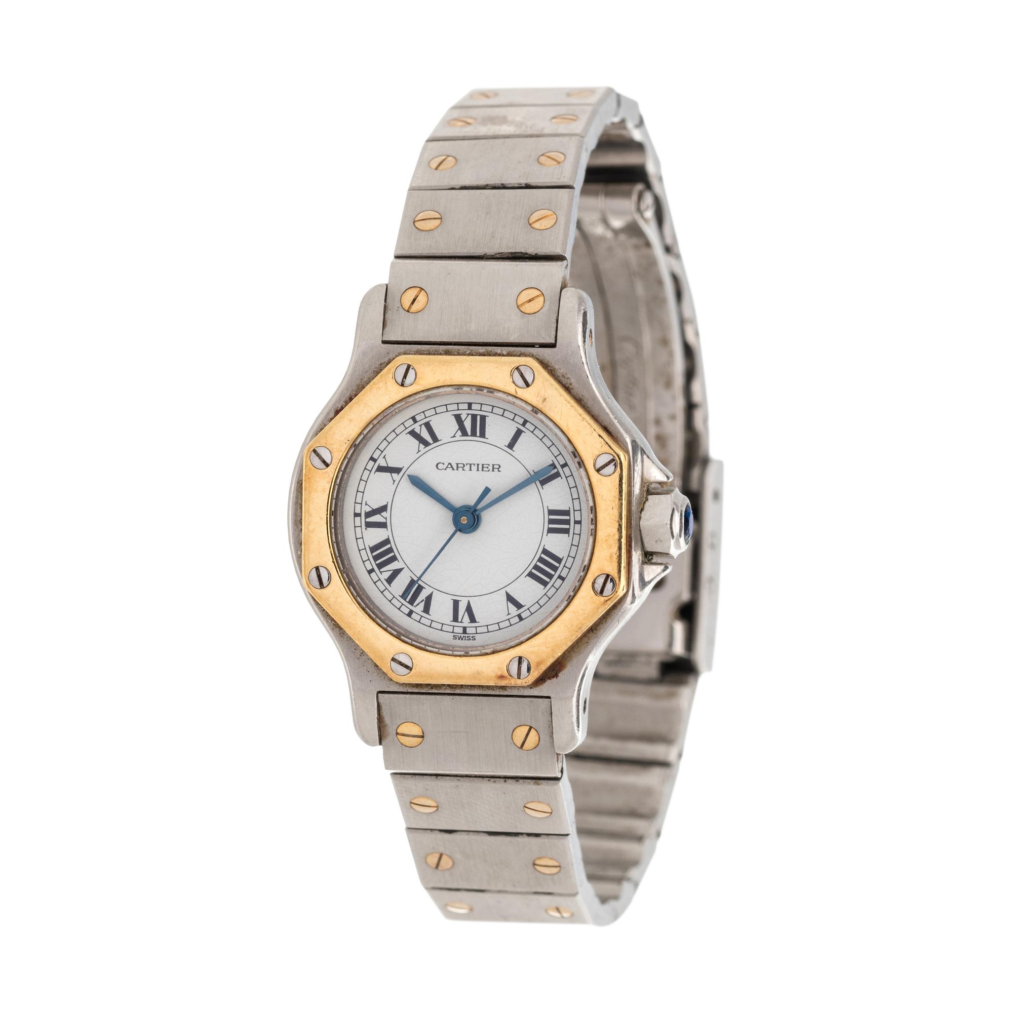CARTIER, STAINLESS STEEL AND YELLOW GOLD REF. 82037288 'SANTOS RONDE' WRISTWATCH