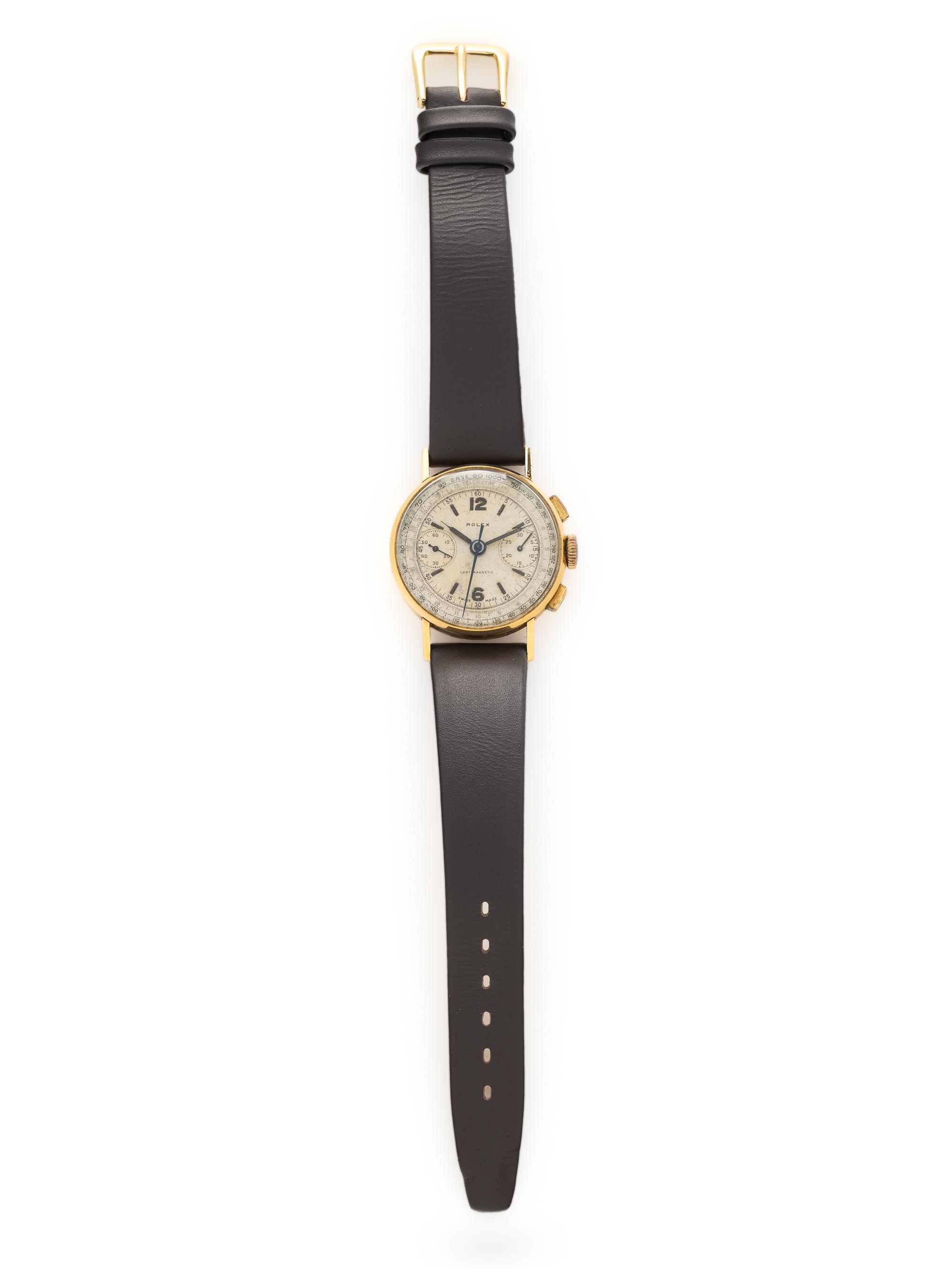 ROLEX, REF. 3484 18K ROSE GOLD VINTAGE CHRONOGRAPH WATCH, CIRCA 1940
