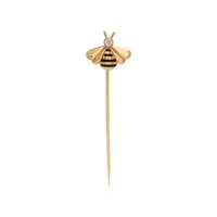 CARTIER, YELLOW GOLD, DIAMOND, AND ENAMEL BEE STICKPIN