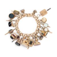 CONVERTIBLE YELLOW GOLD AND FOB CHARM NECKLACE/BRACELET