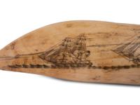 A Scrimshaw Tooth Depicting Two Ships Underway