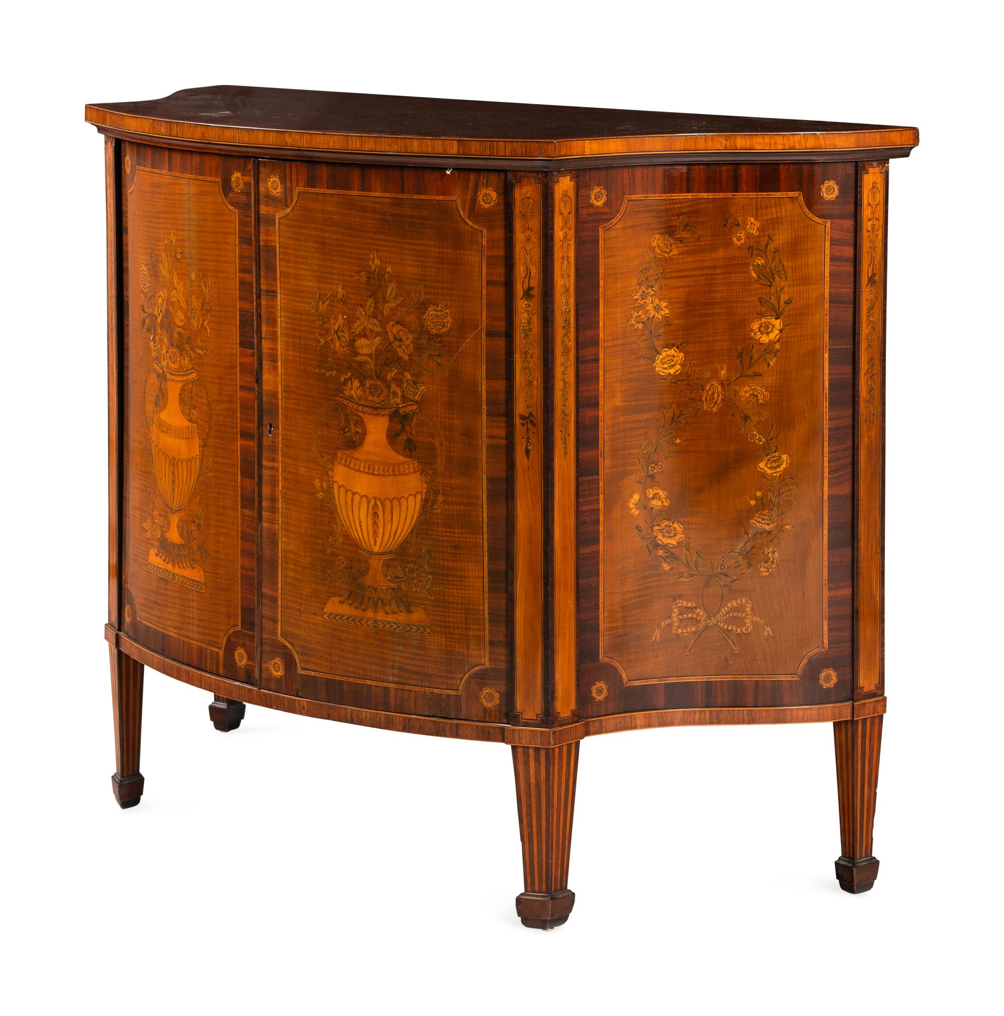 A George III Harewood and Marquetry Commode
