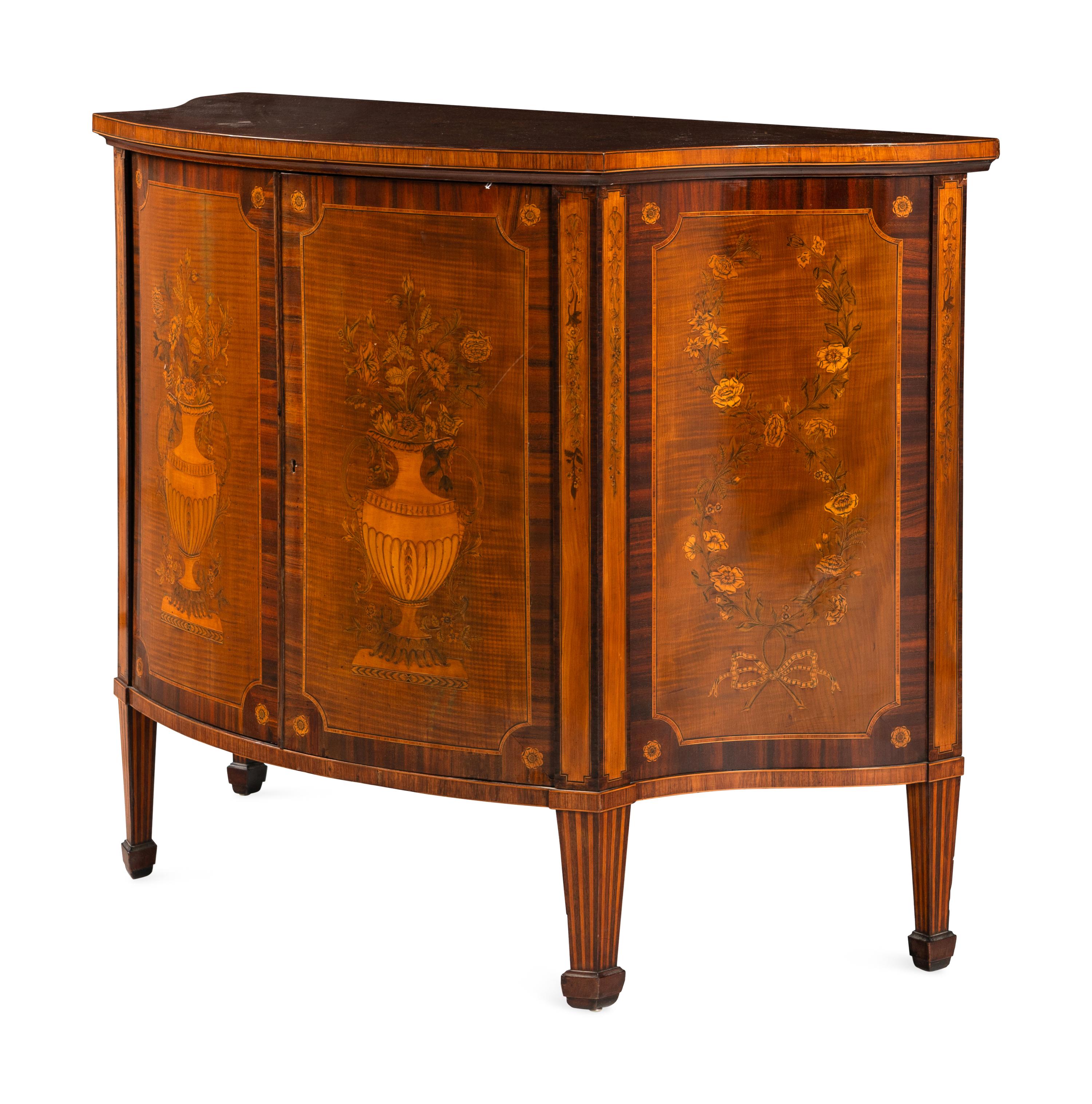 A George III Harewood and Marquetry Commode