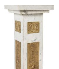A Pair of Marble and Gilt Bronze Mounted Pedestals