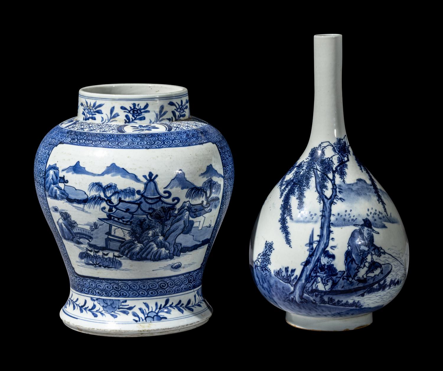 Two Chinese Blue and White Porcelain Vessels