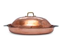 An American Copper Oval Au Gratin Dish with Cover