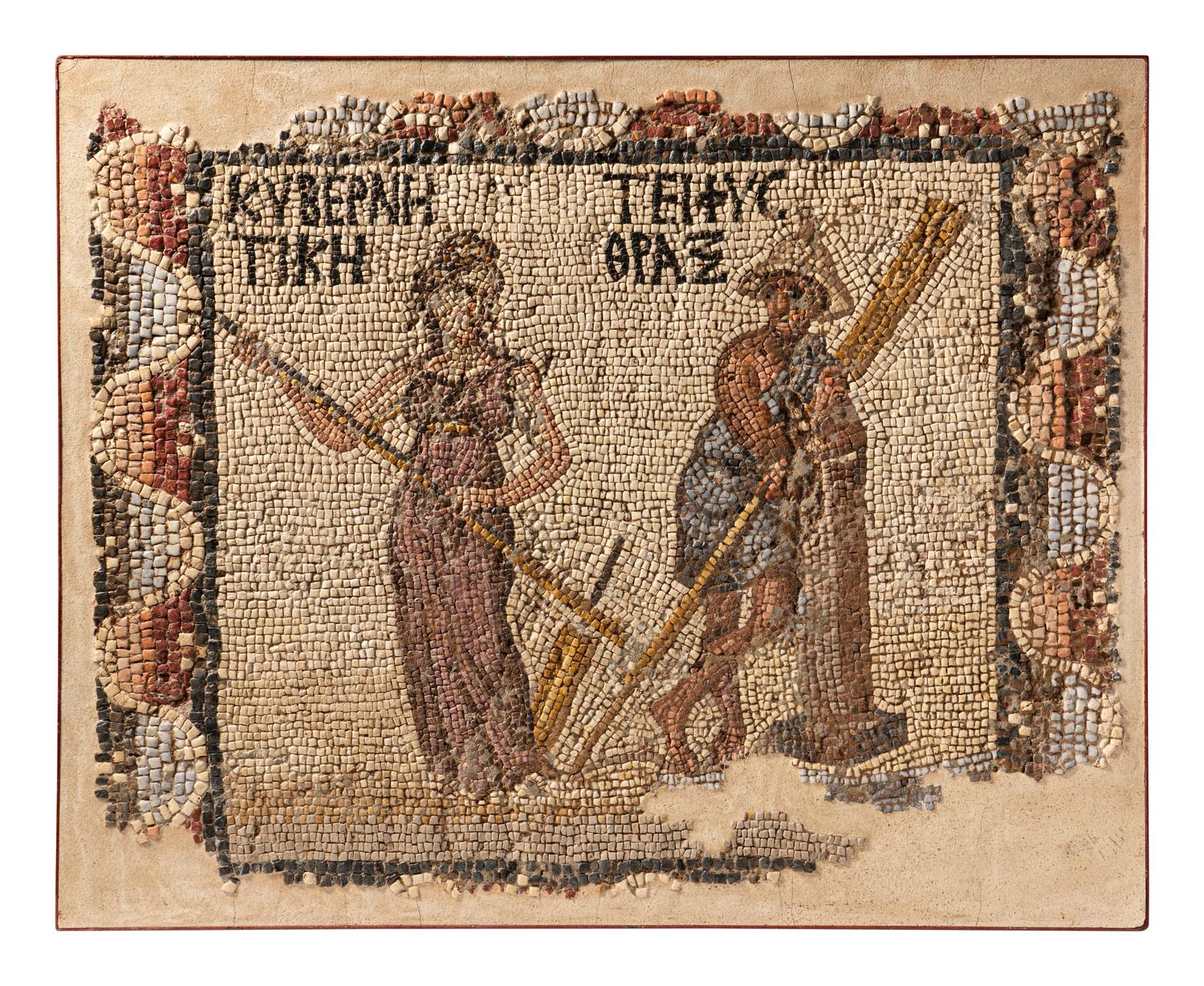 A Roman Mosaic Panel with Tiphys, the Pilot of the Argo