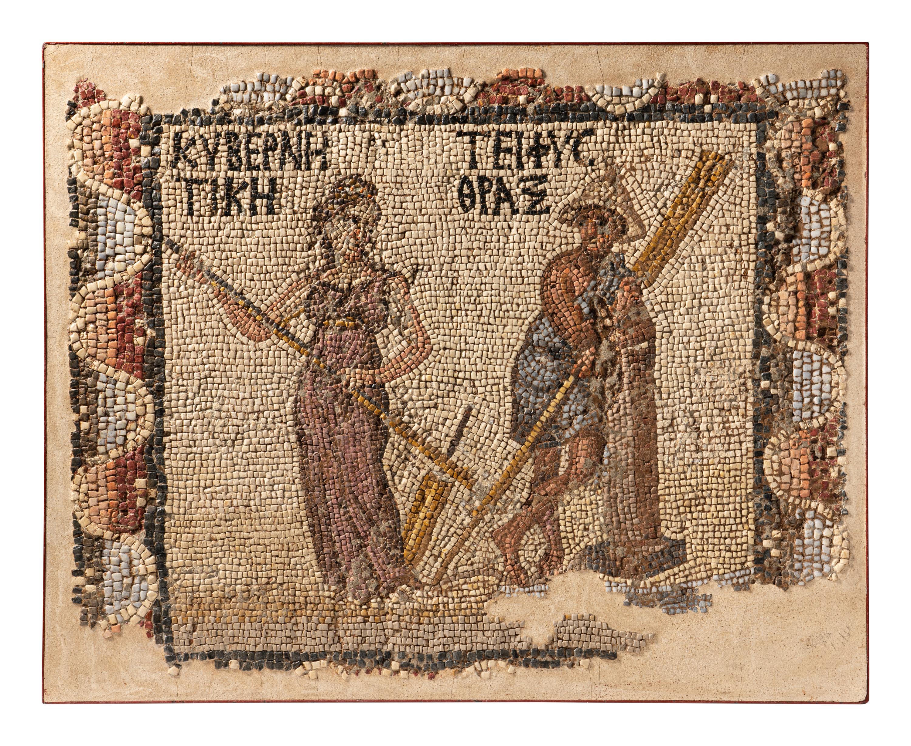 A Roman Mosaic Panel with Tiphys, the Pilot of the Argo