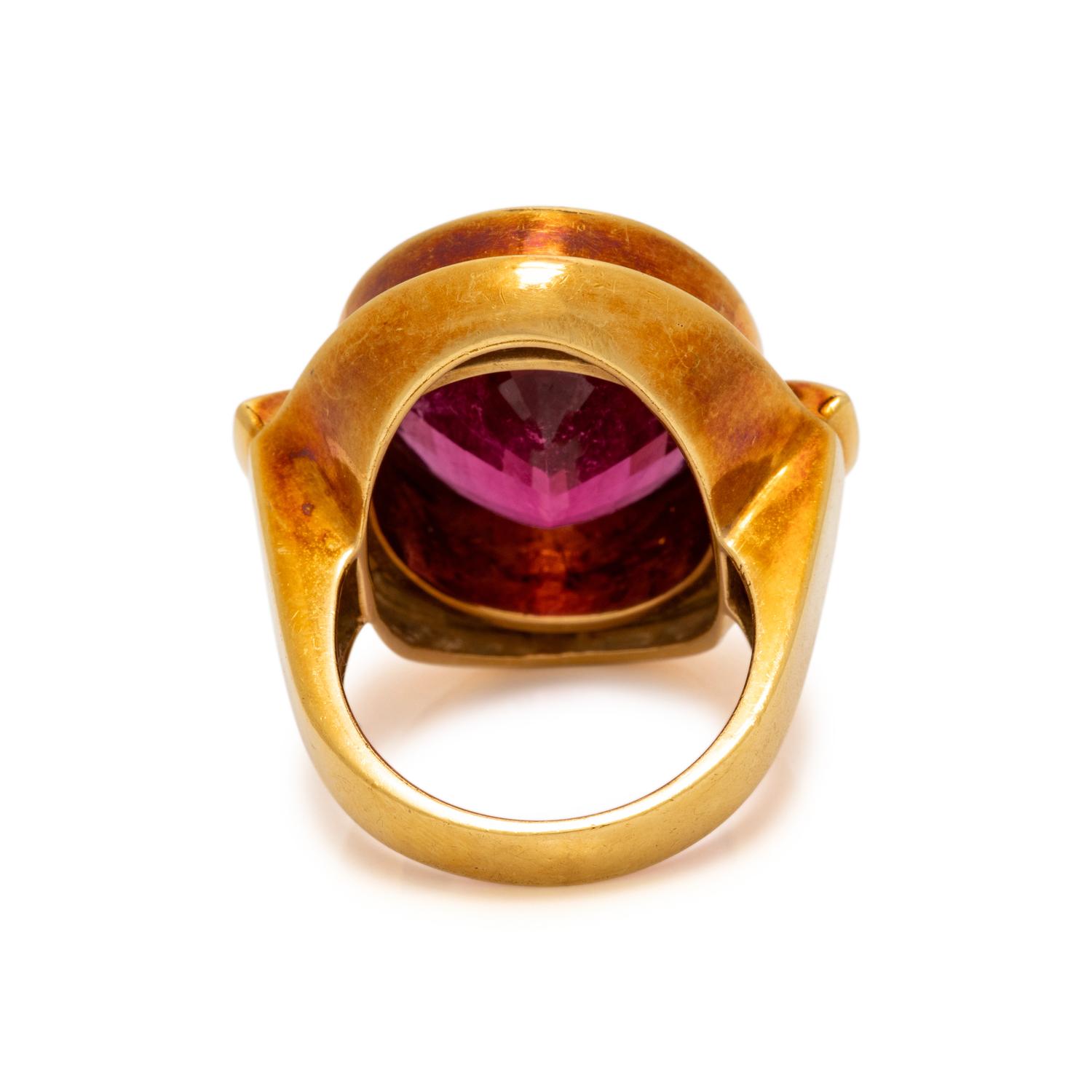H. STERN, RUBELLITE TOURMALINE AND DIAMOND RING
