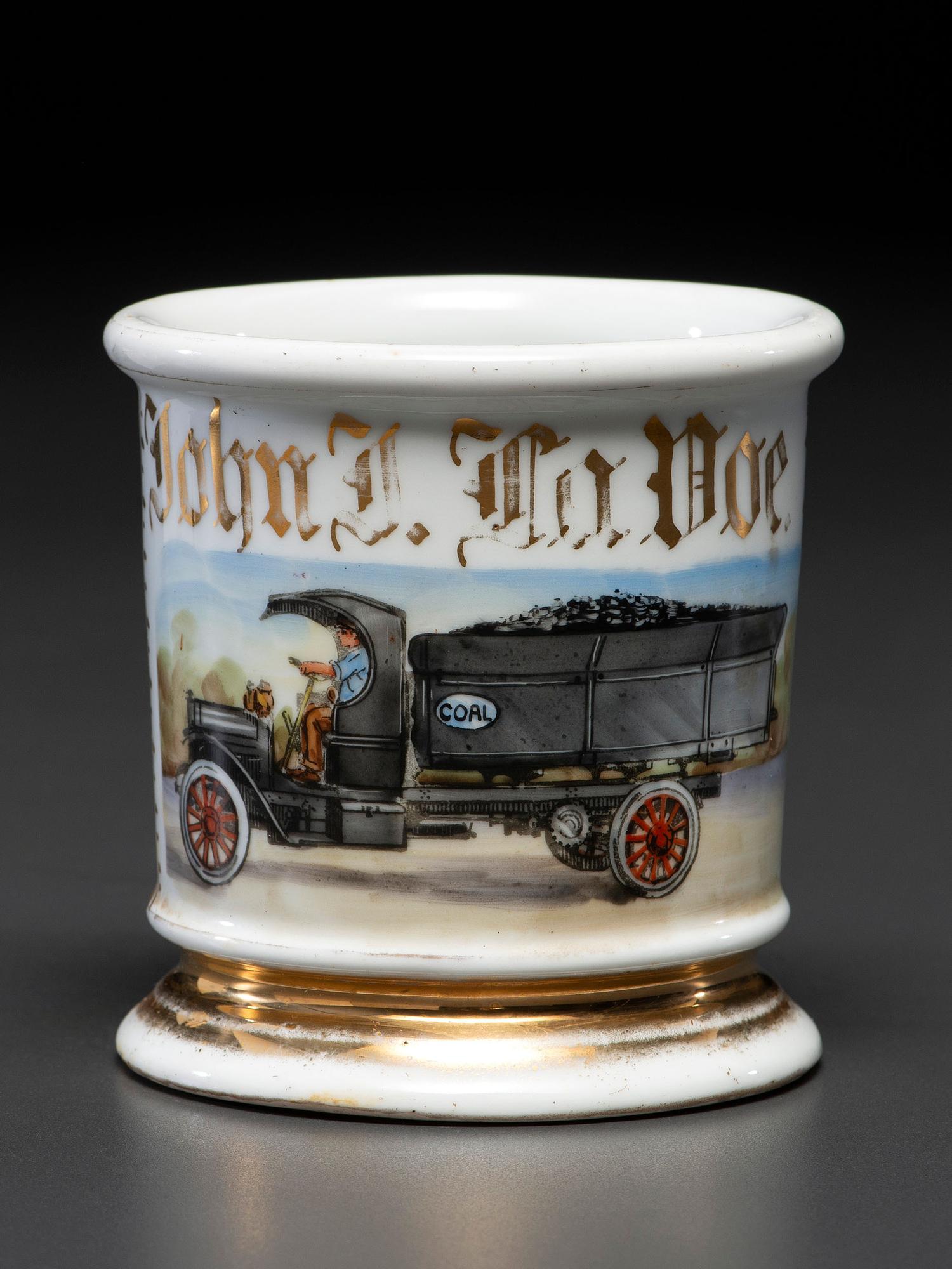 A Coal Truck Driver's Porcelain Occupational Shaving Mug