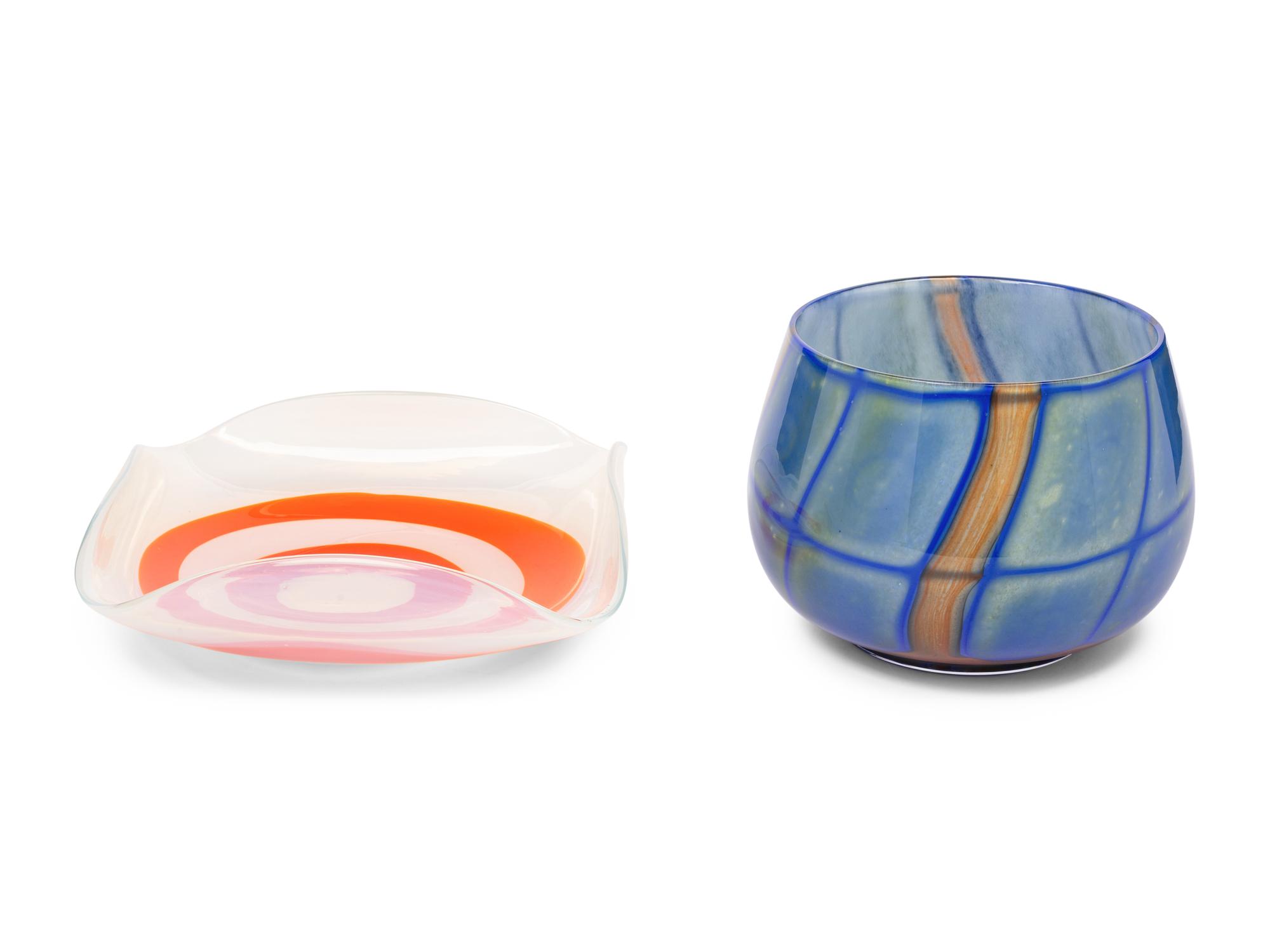Two Contemporary Art Glass Bowls