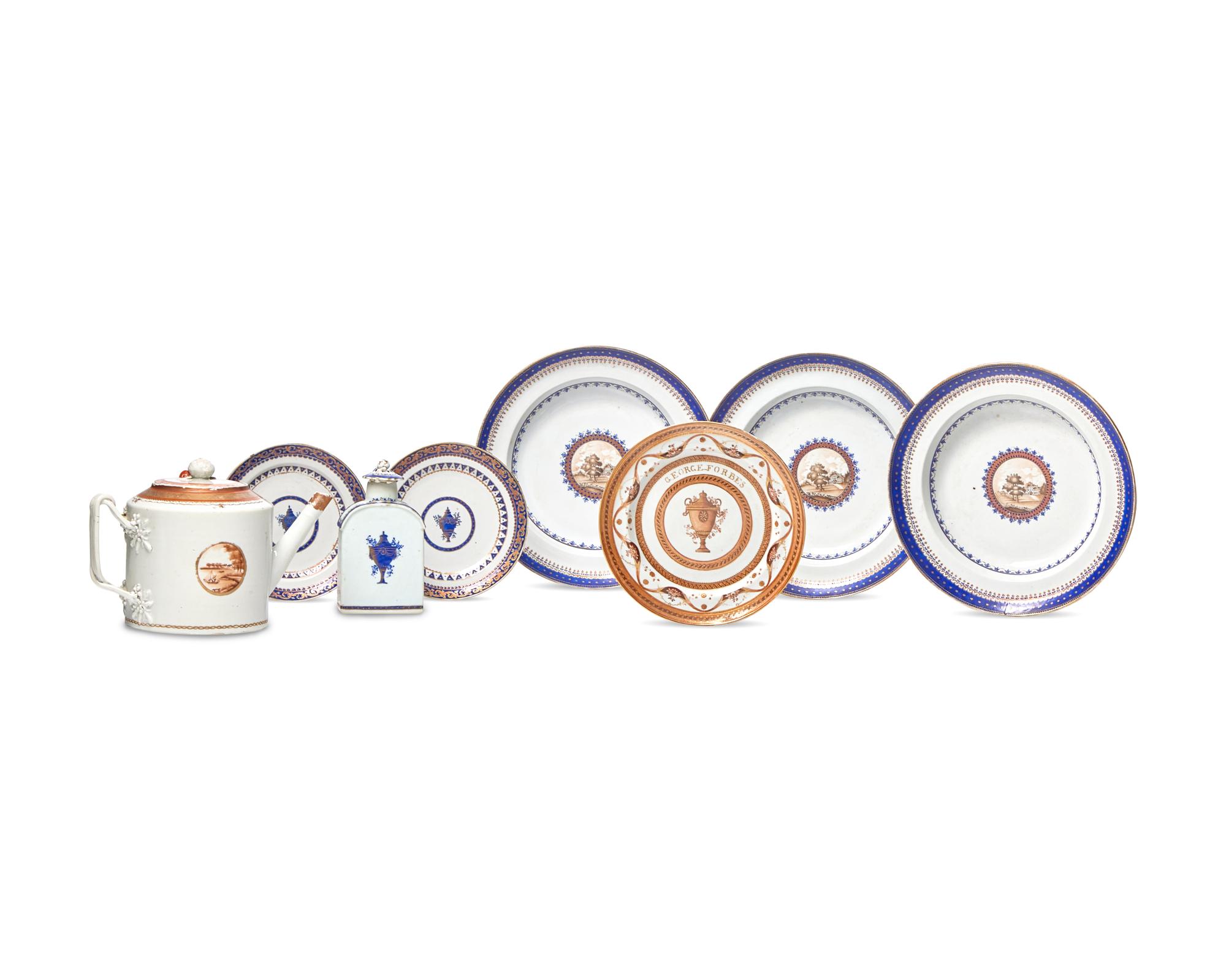 A Group Of Eight Assorted Chinese Export Porcelain Tablewares