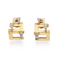 BICOLOR GOLD AND DIAMOND EARRINGS